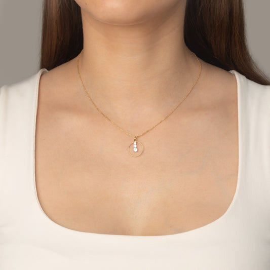 Collar corto Celeste círculo cristal blanco en Plata