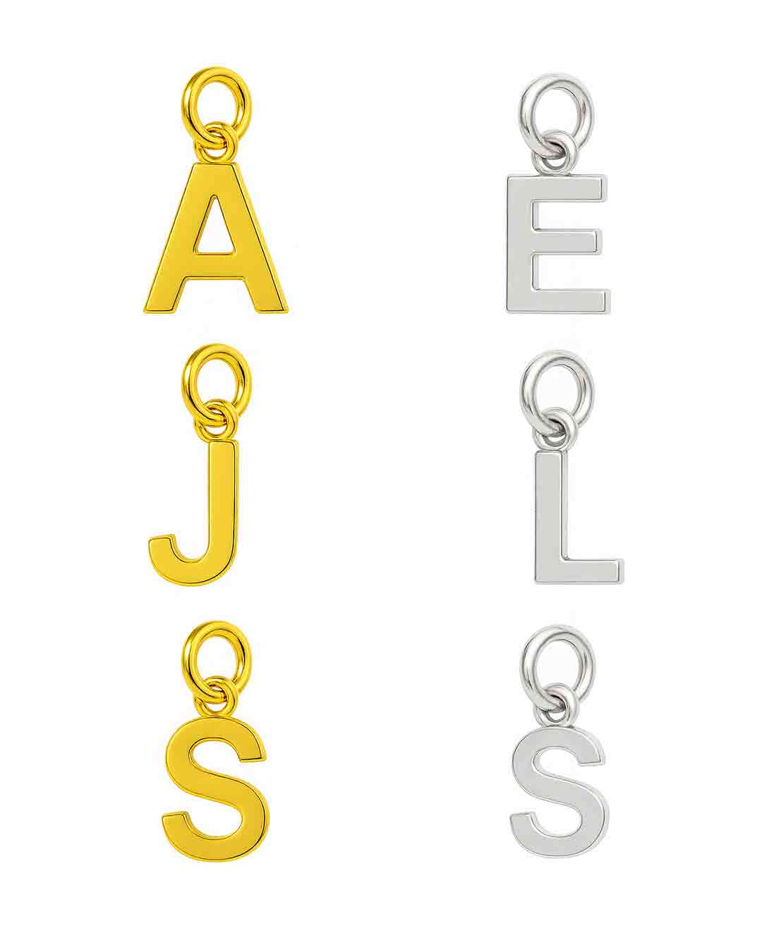 Charm Pequeño de letra 5mm en Plata