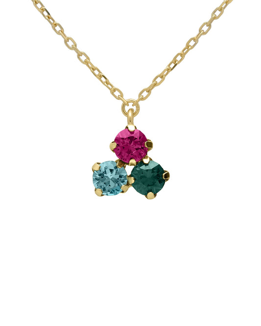 Collar corto Azure con cristal multicolor en Plata baño Oro