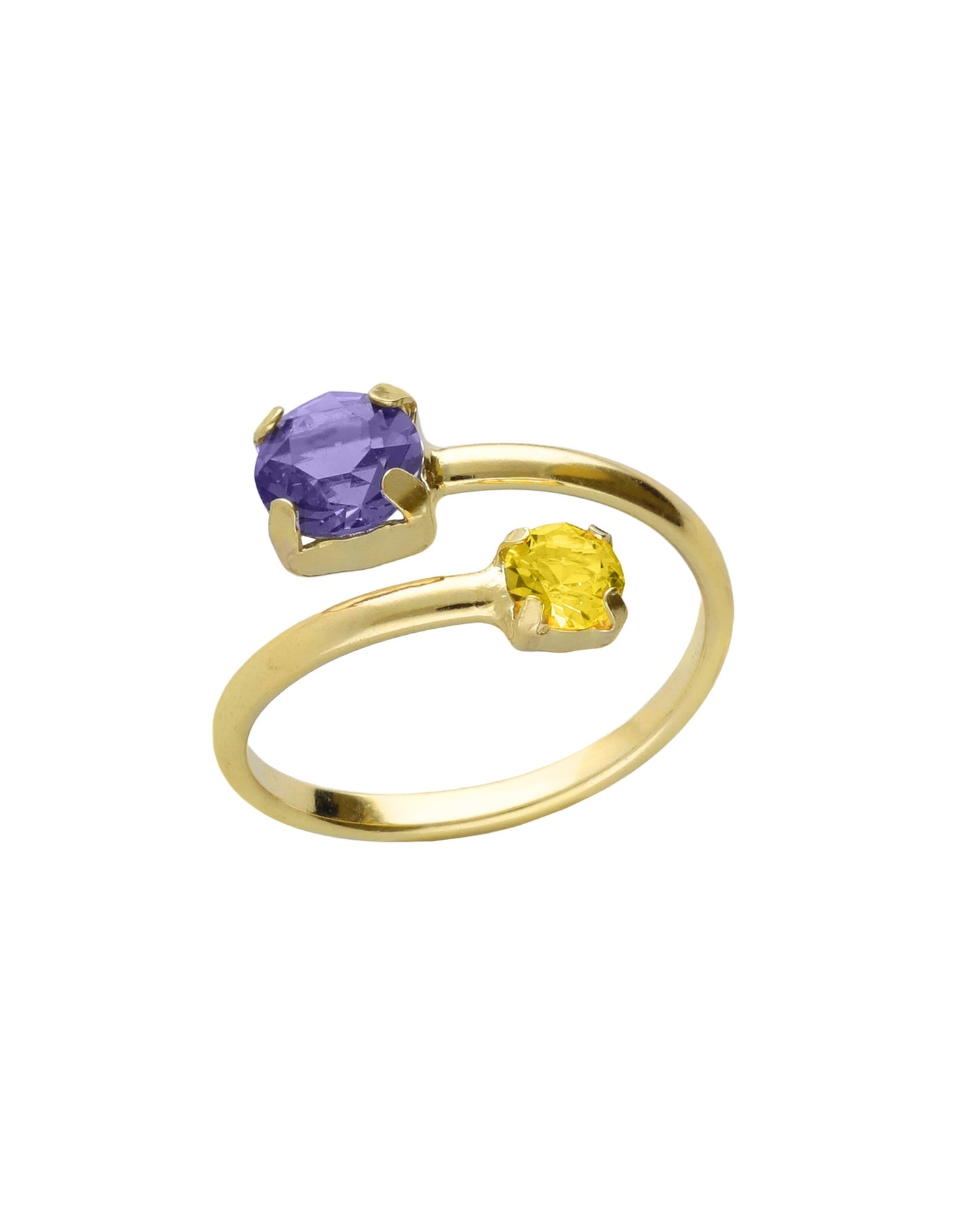 Anillo ajustable Fleur cruzado con cristal en Plata baño Oro
