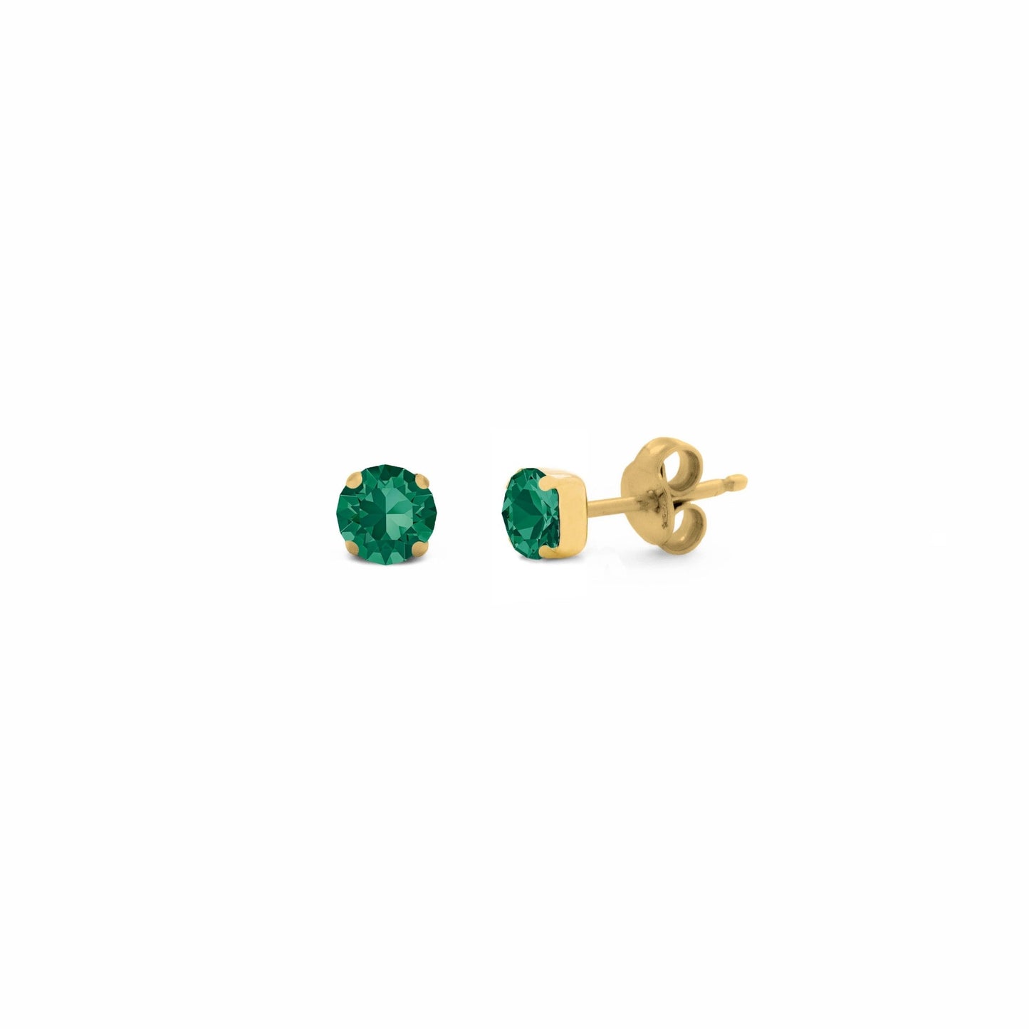 Pendientes botón Celine círculo cristal en Plata baño Oro