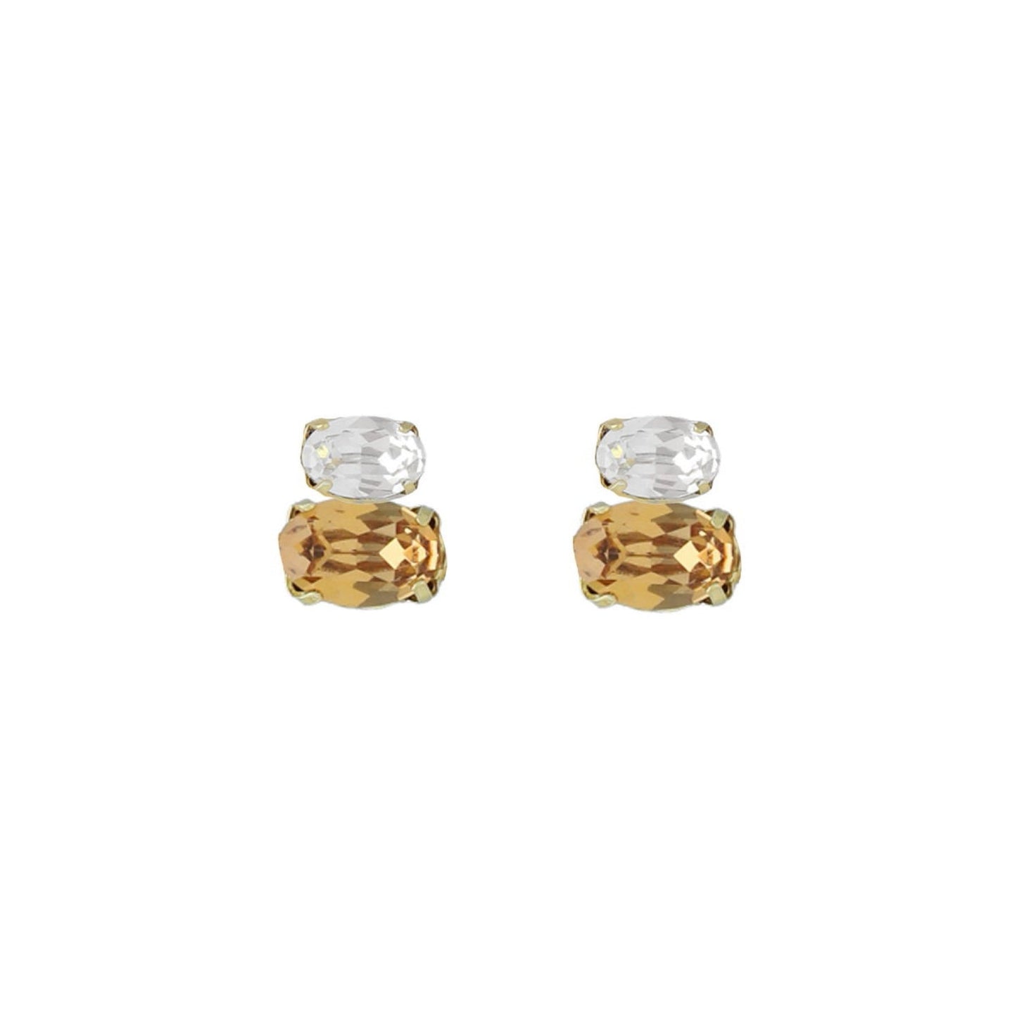 Pendientes botón Gemma cristal en Plata baño Oro