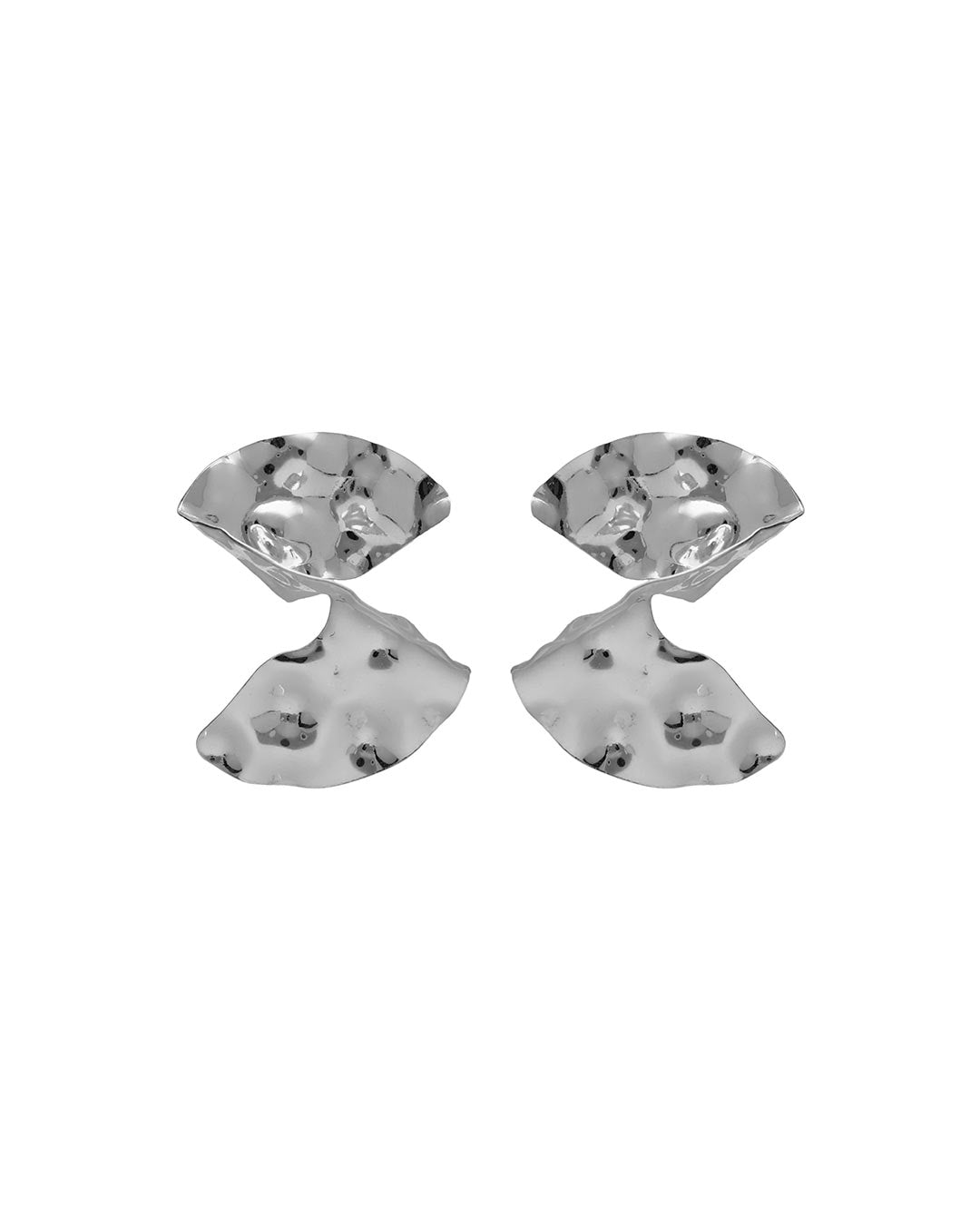 Pendientes cortos pequeños Connect textura en Plata