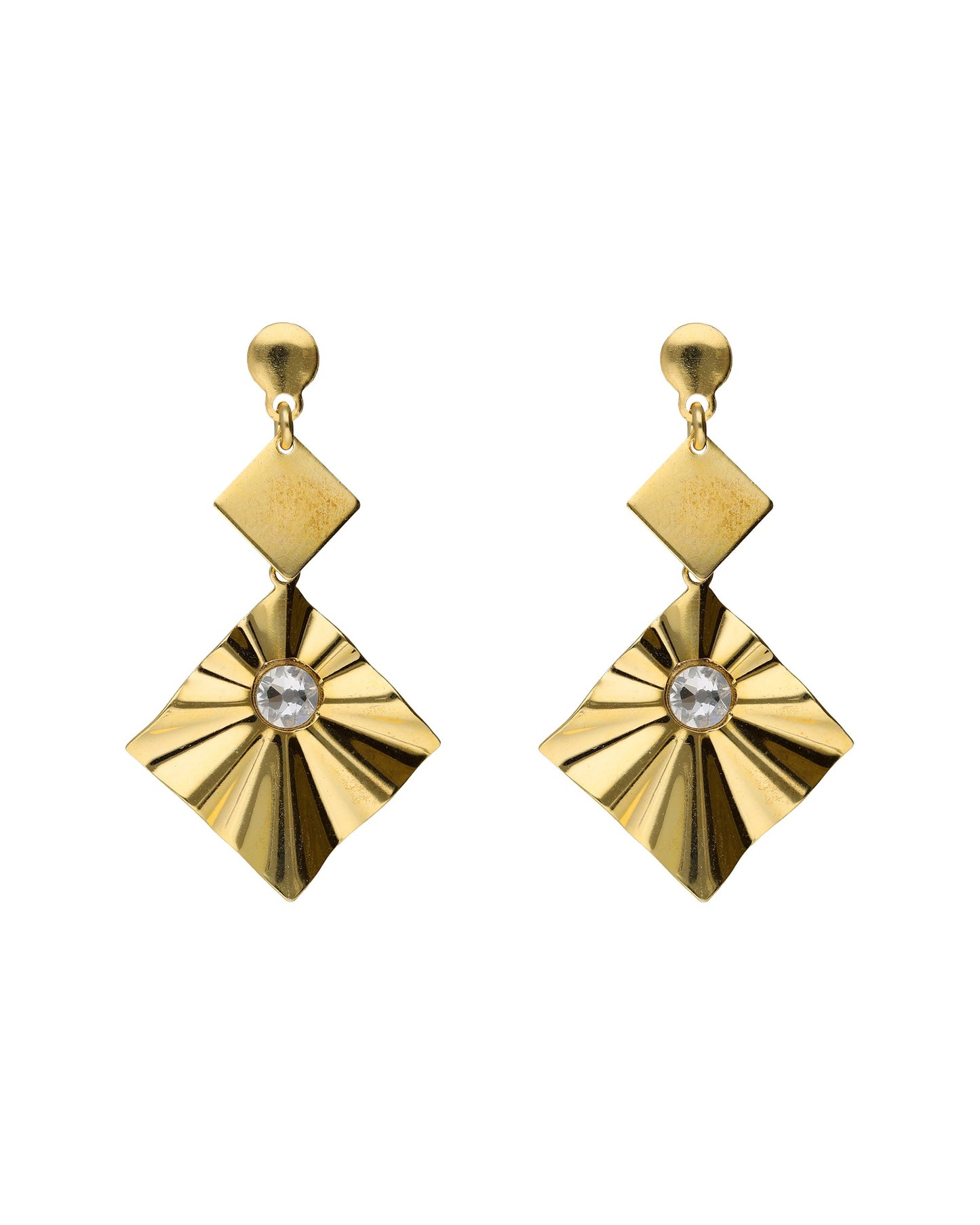 Pendientes largos rombo Alpina con cristal en Plata