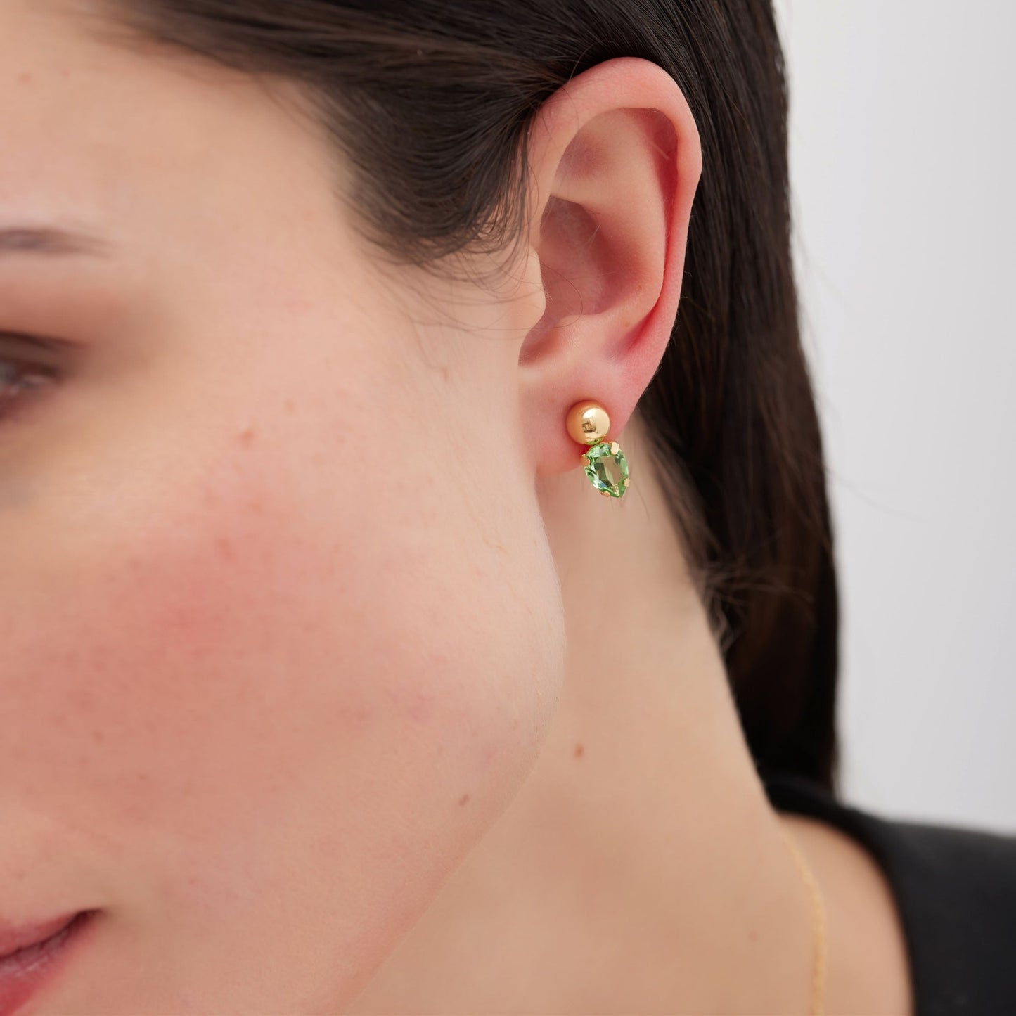 Pendientes botón esfera Buongiorno con cristal en Plata baño Oro