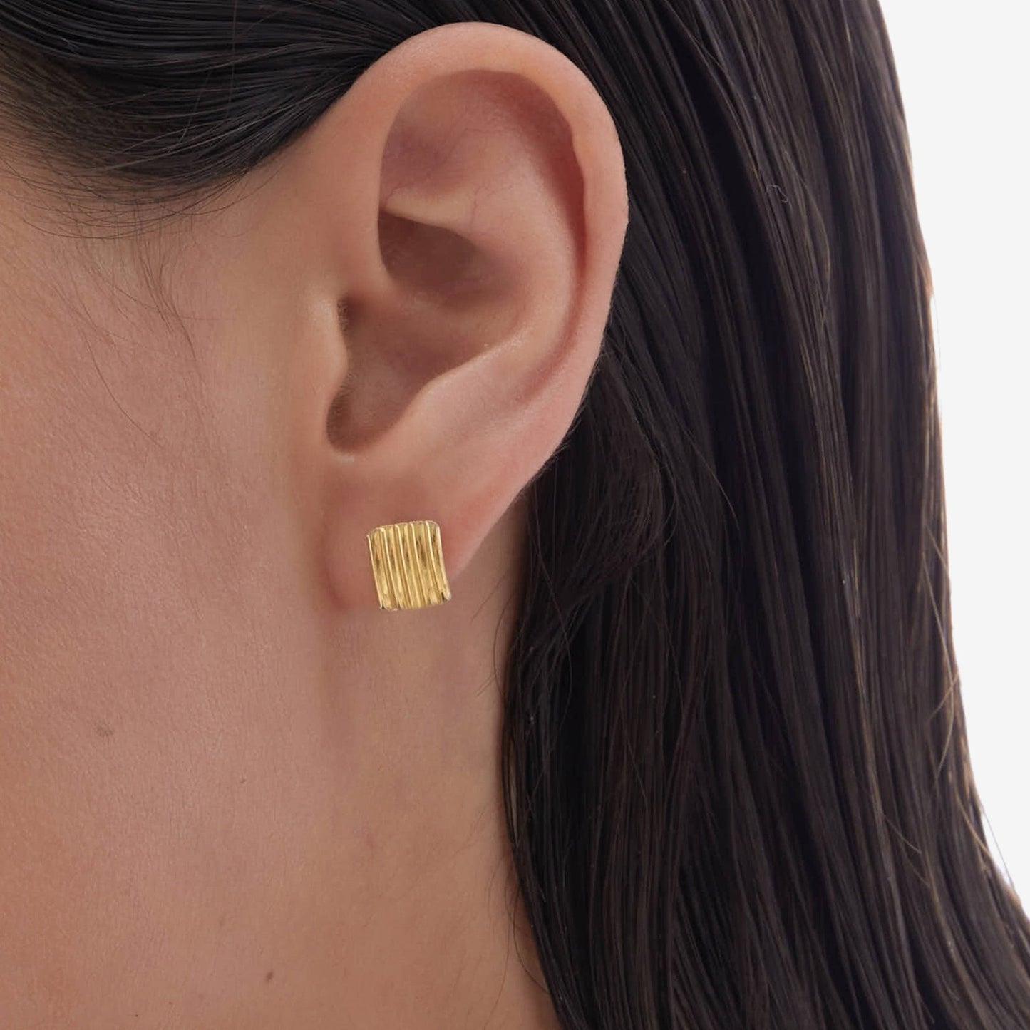 Pendientes botón Connect rectángulo en Plata