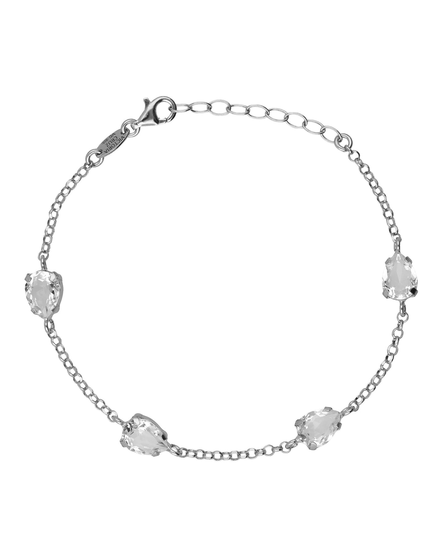 Pulsera lágrima Lieve con cristal blanco en Plata baño Rodio
