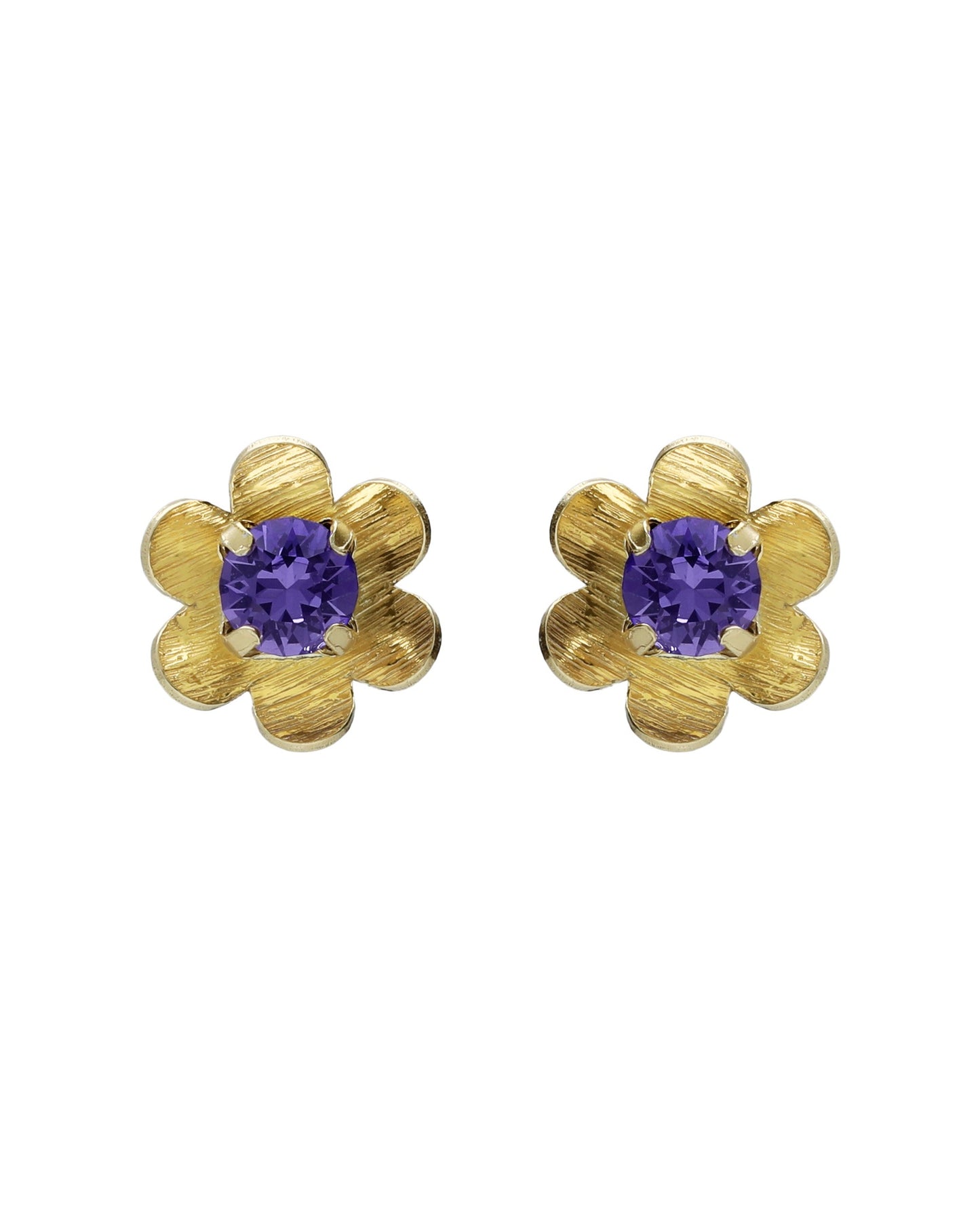 Pendientes botón Fleur flor con cristal en Plata baño Oro
