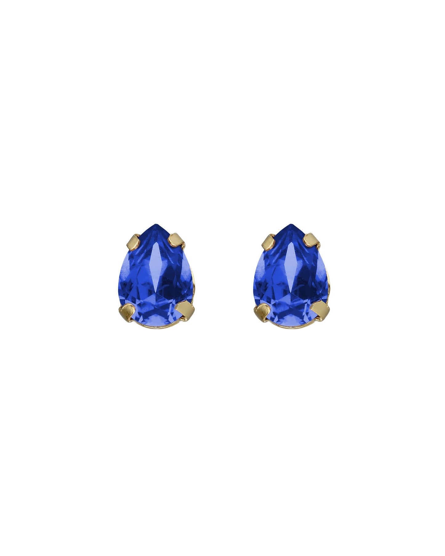 Pendientes botón lágrima Birthstone con cristal en Plata baño Oro