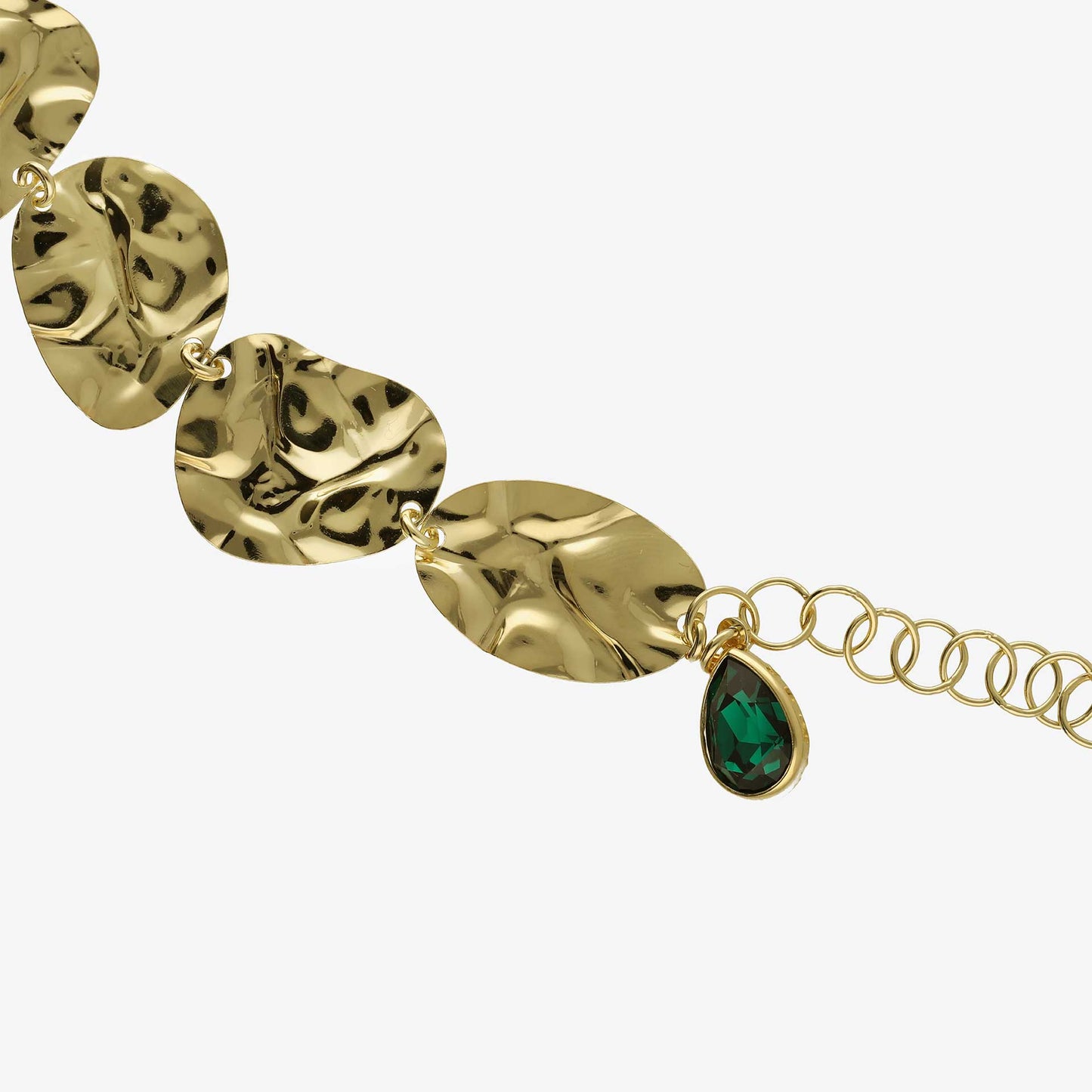 Pulsera Fullness textura cristal verde en Plata baño Oro