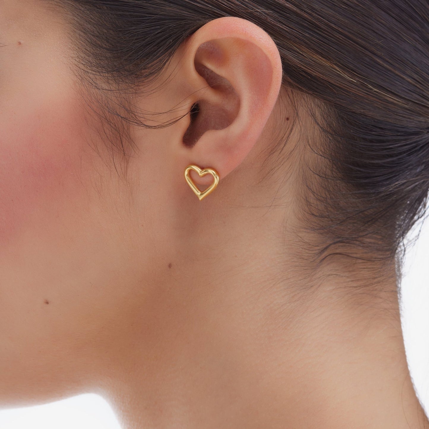 Pendientes botón Sincerely corazón en Plata