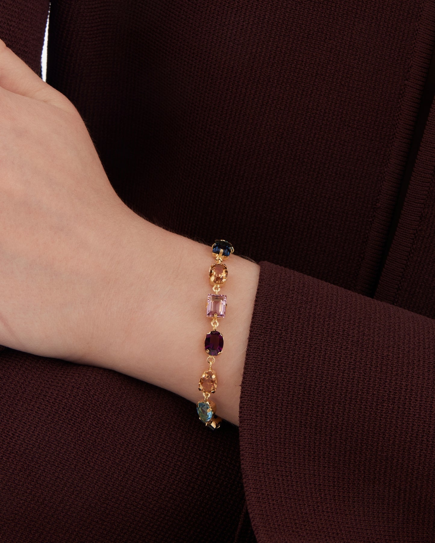 Pulsera Borea con cristal multicolor en Plata baño Oro