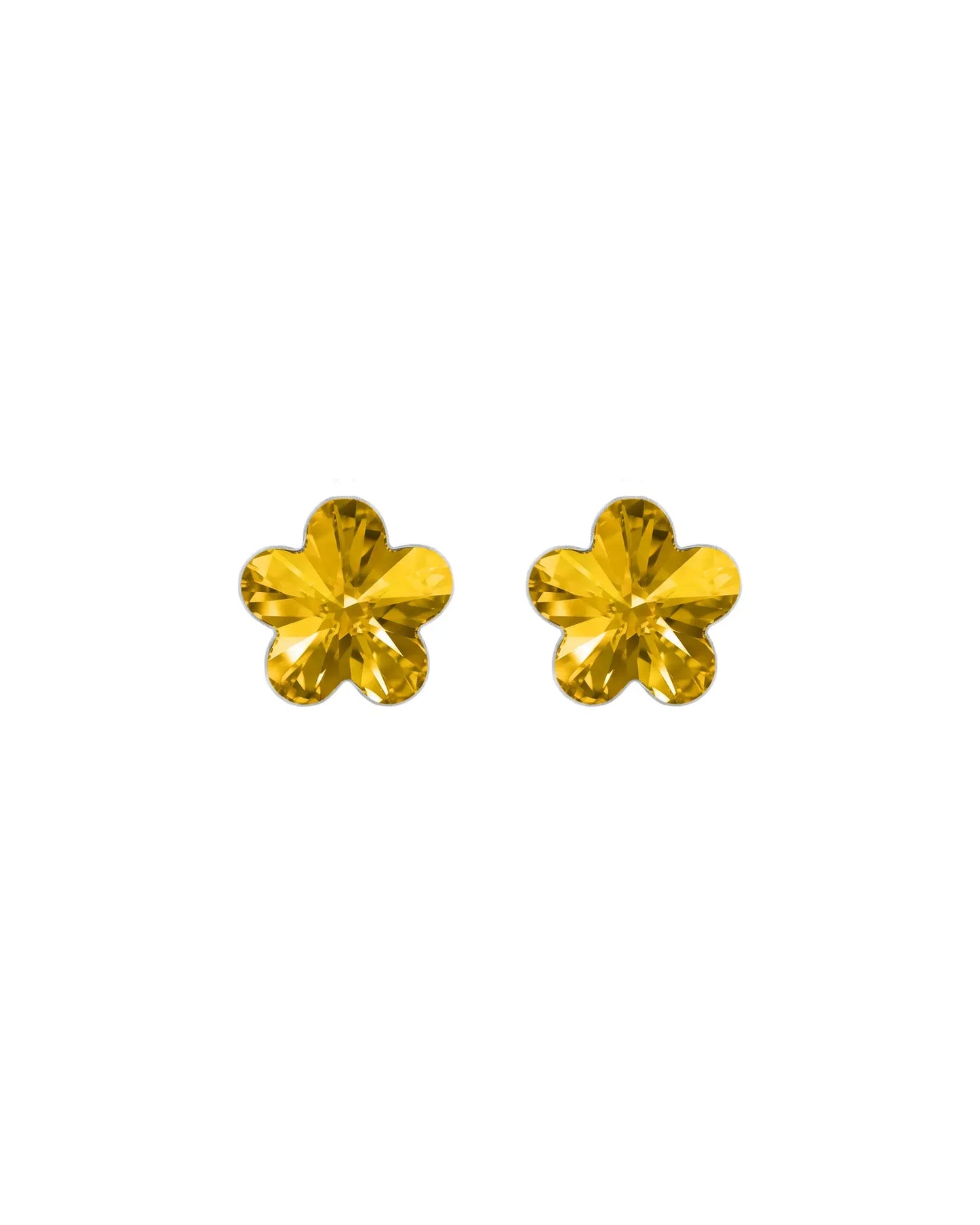 Pendientes botón Fantasy flor cristal en Plata baño rodio