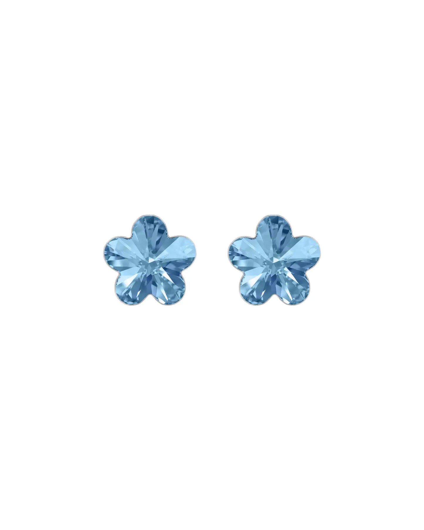 Pendientes botón Fantasy flor cristal en Plata baño rodio