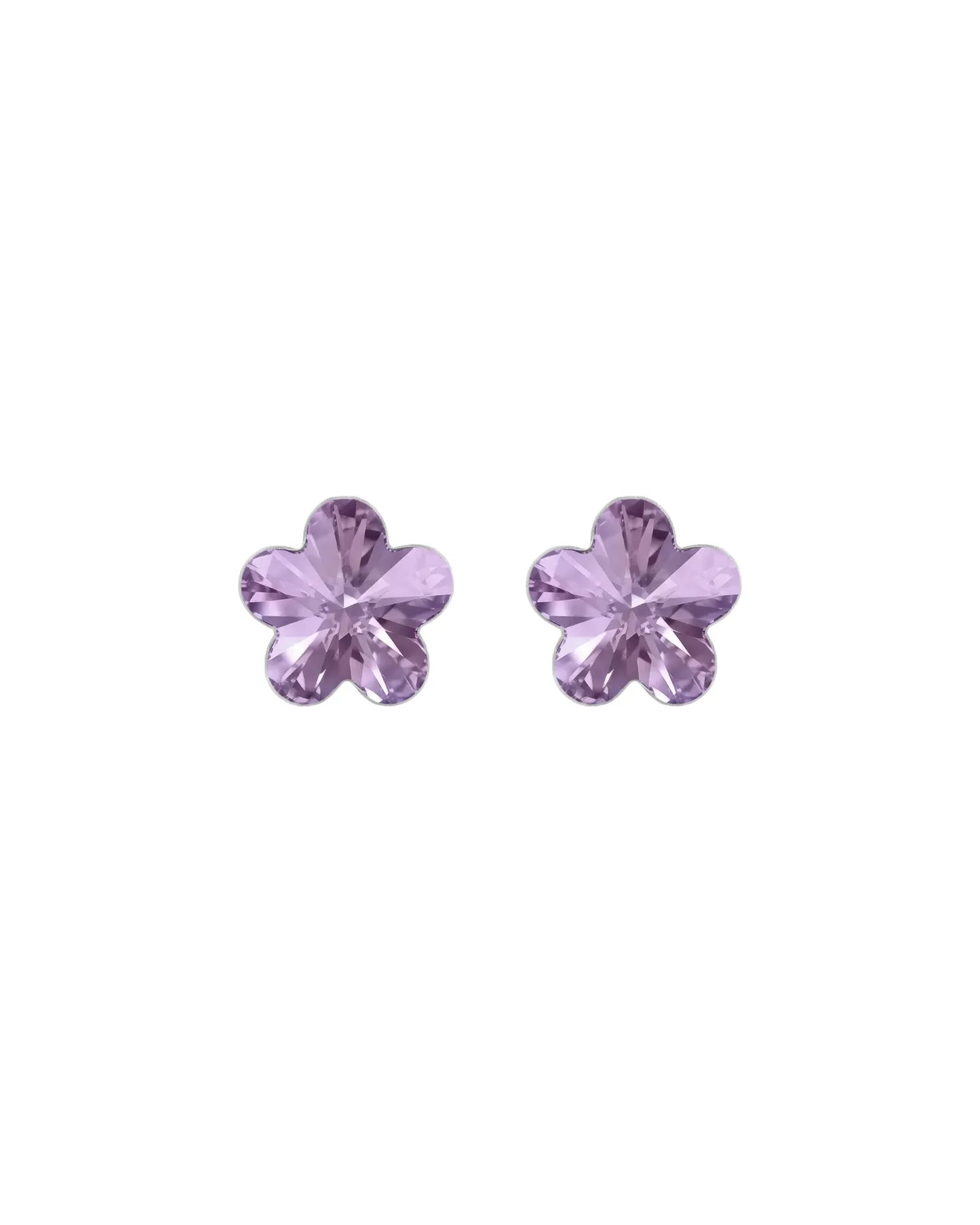 Pendientes botón Fantasy flor cristal en Plata baño rodio