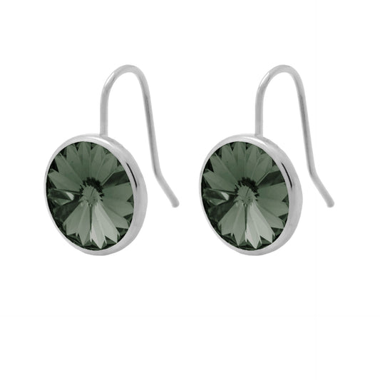 Pendientes cortos Basic Pendientes gancho cortos 15mm círculo cristal en Plata baño rodio