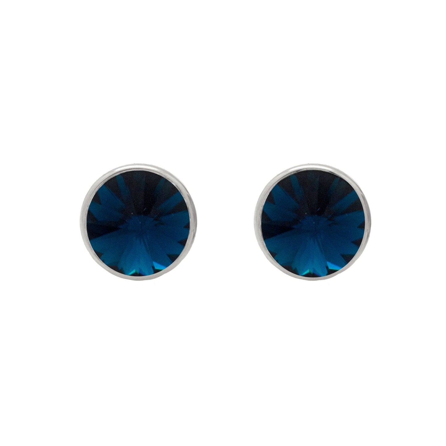 Pendientes botón Basic 11,5mm círculo cristal en Plata baño rodio