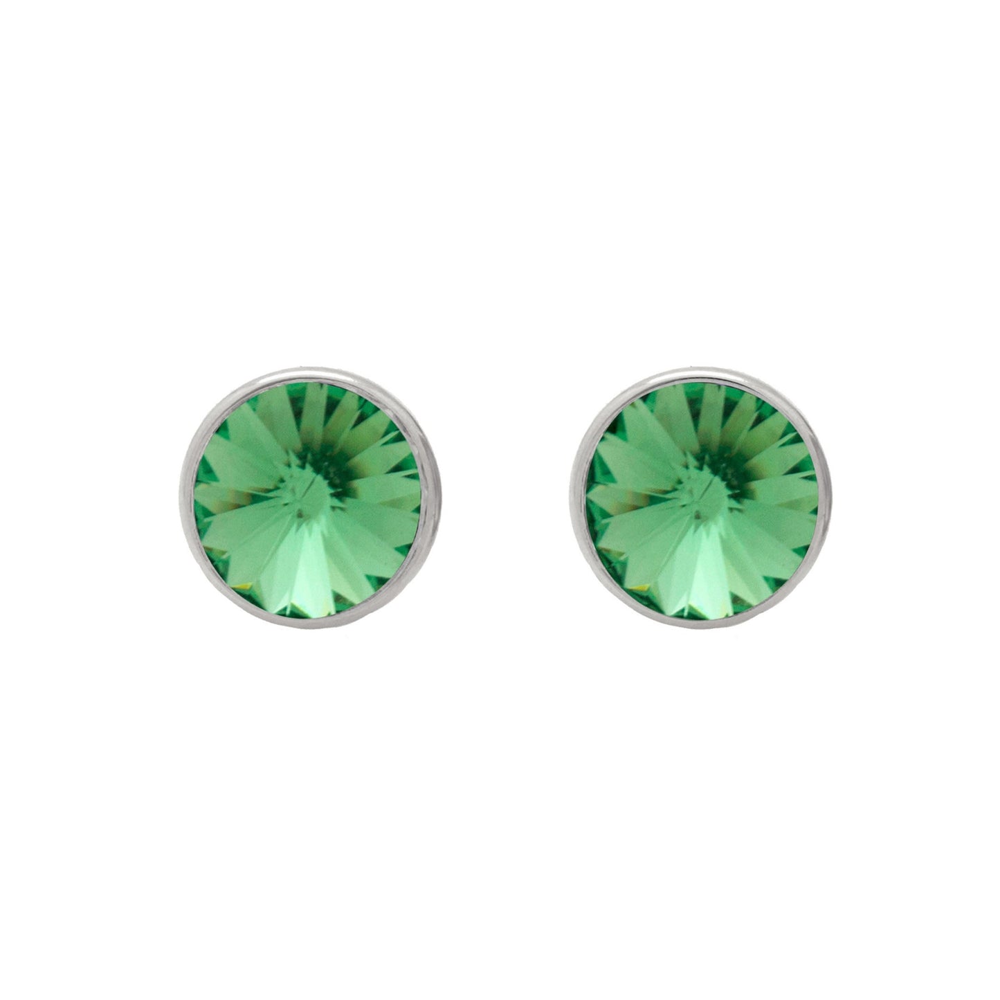 Pendientes botón Basic 11,5mm círculo cristal en Plata baño rodio