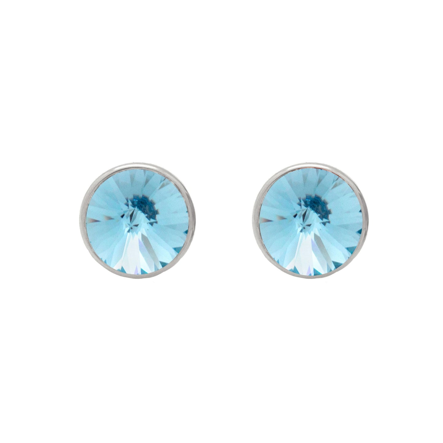Pendientes botón Basic 11,5mm círculo cristal en Plata baño rodio