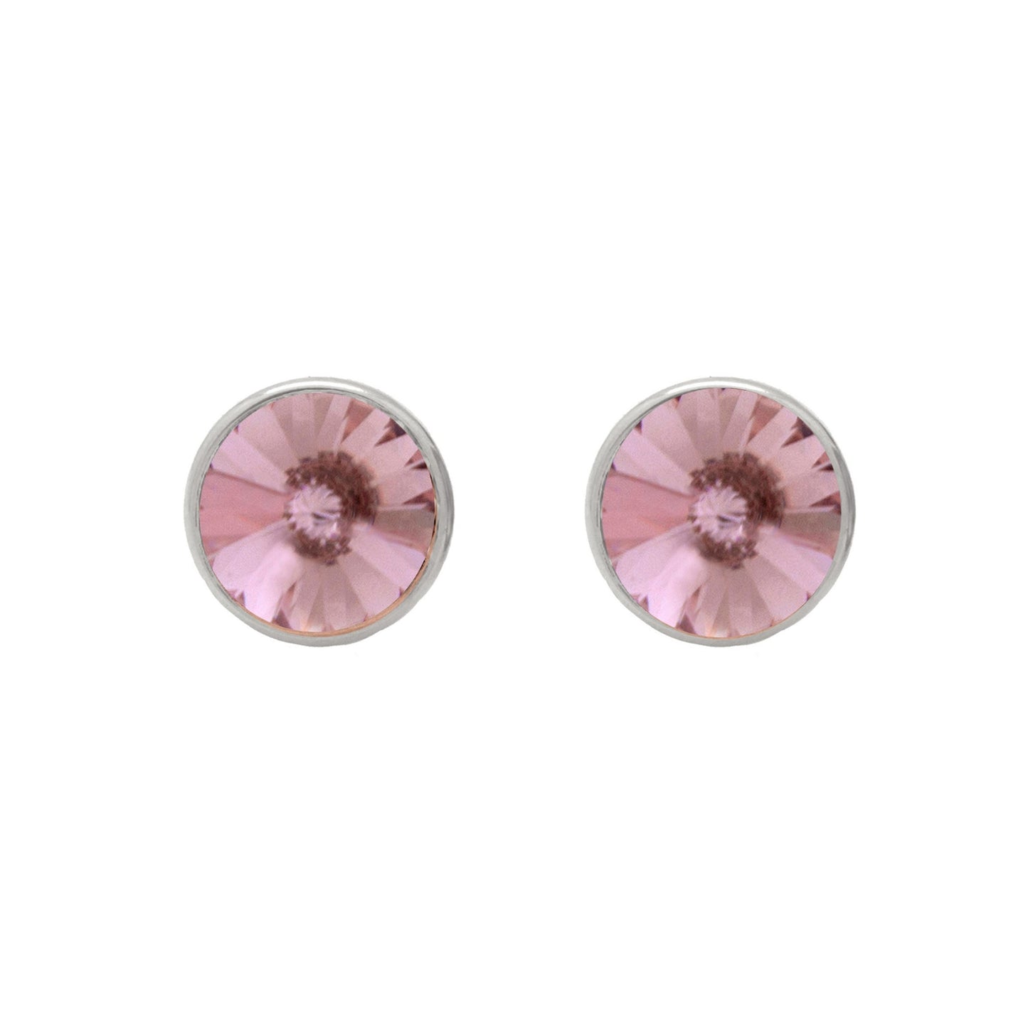 Pendientes botón Basic 11,5mm círculo cristal en Plata baño rodio