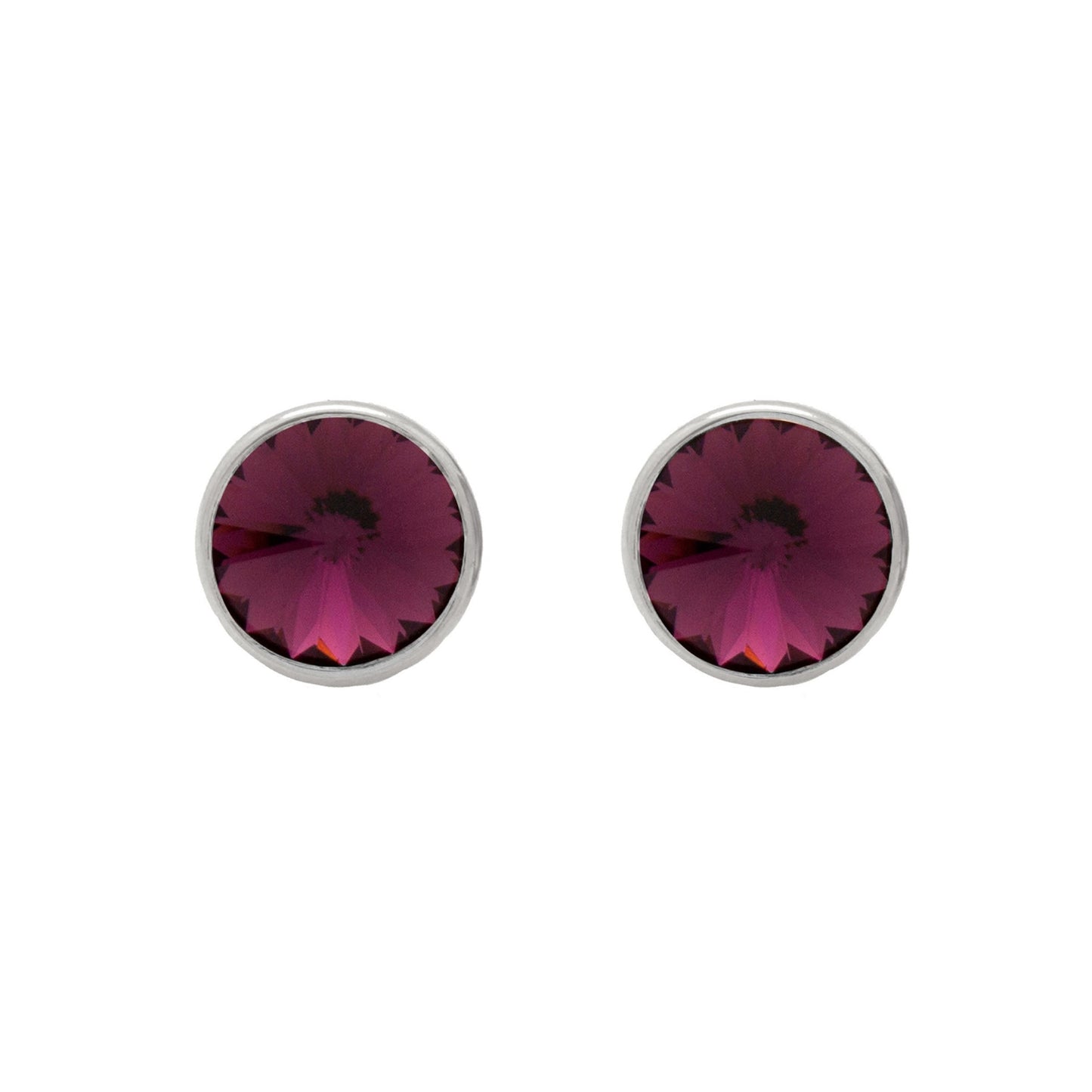 Pendientes botón Basic 11,5mm círculo cristal en Plata baño rodio