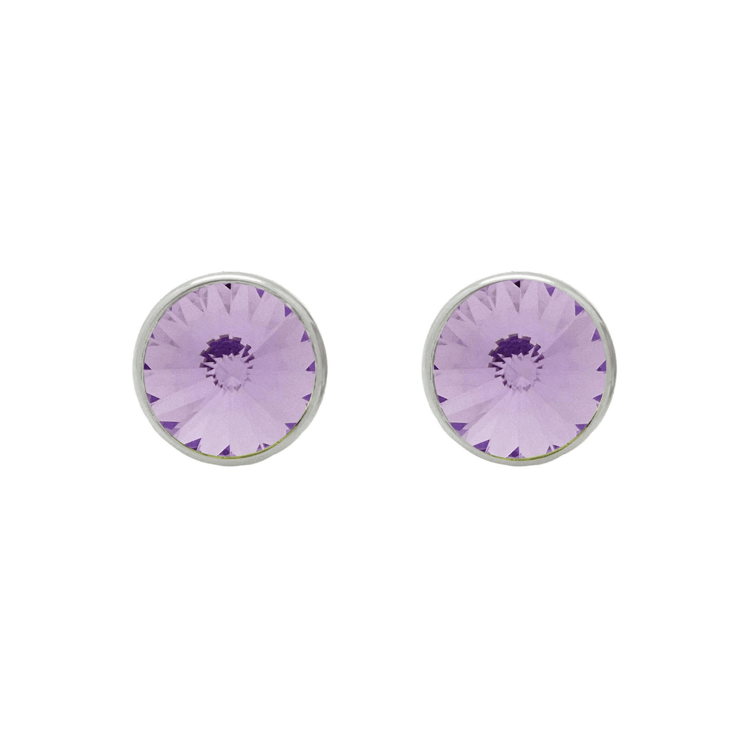 Pendientes botón Basic 11,5mm círculo cristal en Plata baño rodio