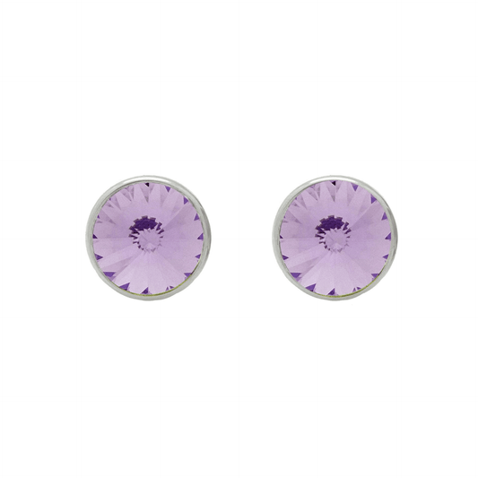 Pendientes botón Basic 11,5mm círculo cristal en Plata baño rodio
