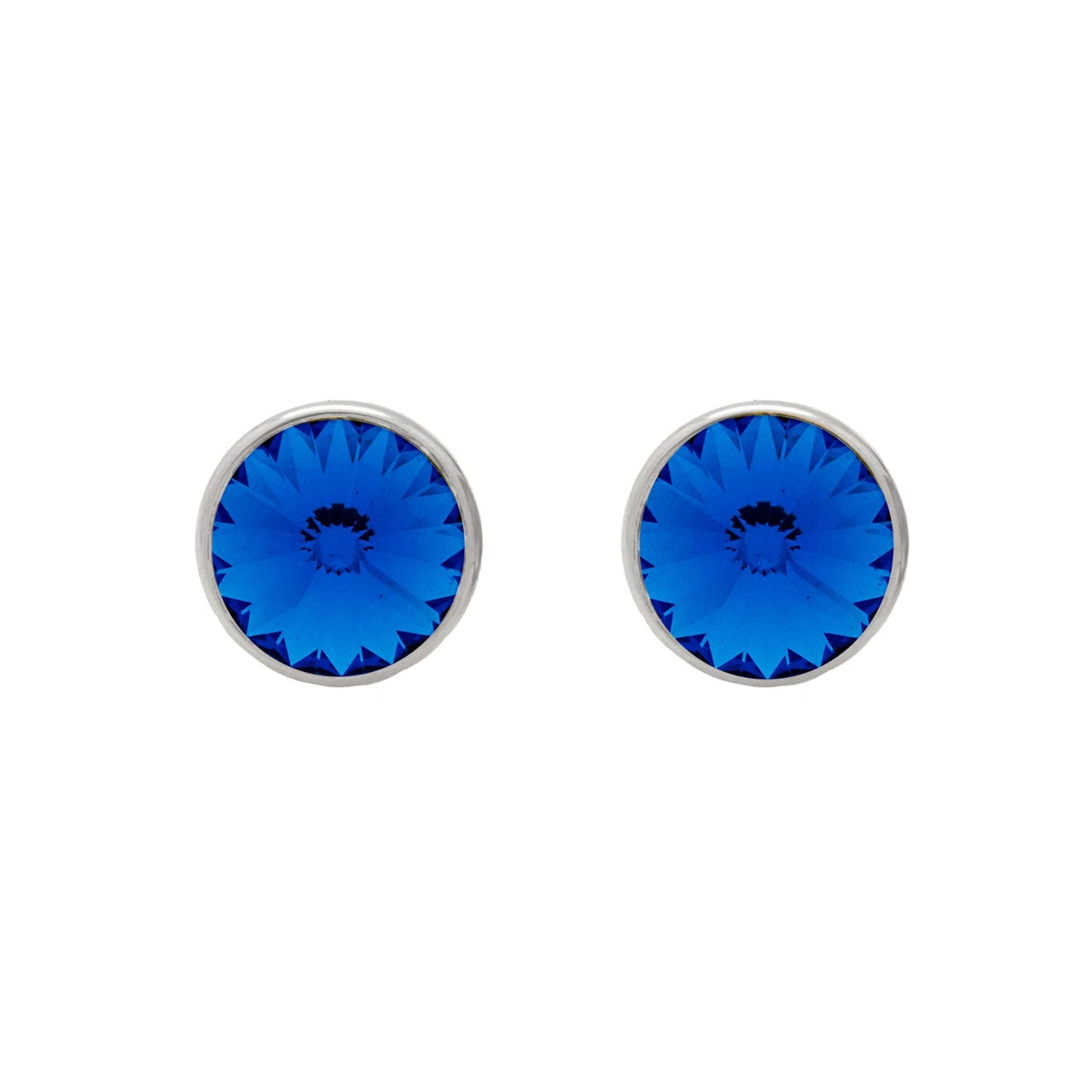 Pendientes botón Basic 11,5mm círculo cristal en Plata baño rodio