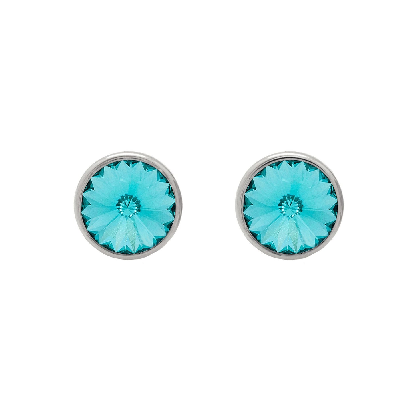 Pendientes botón Basic 11,5mm círculo cristal en Plata baño rodio