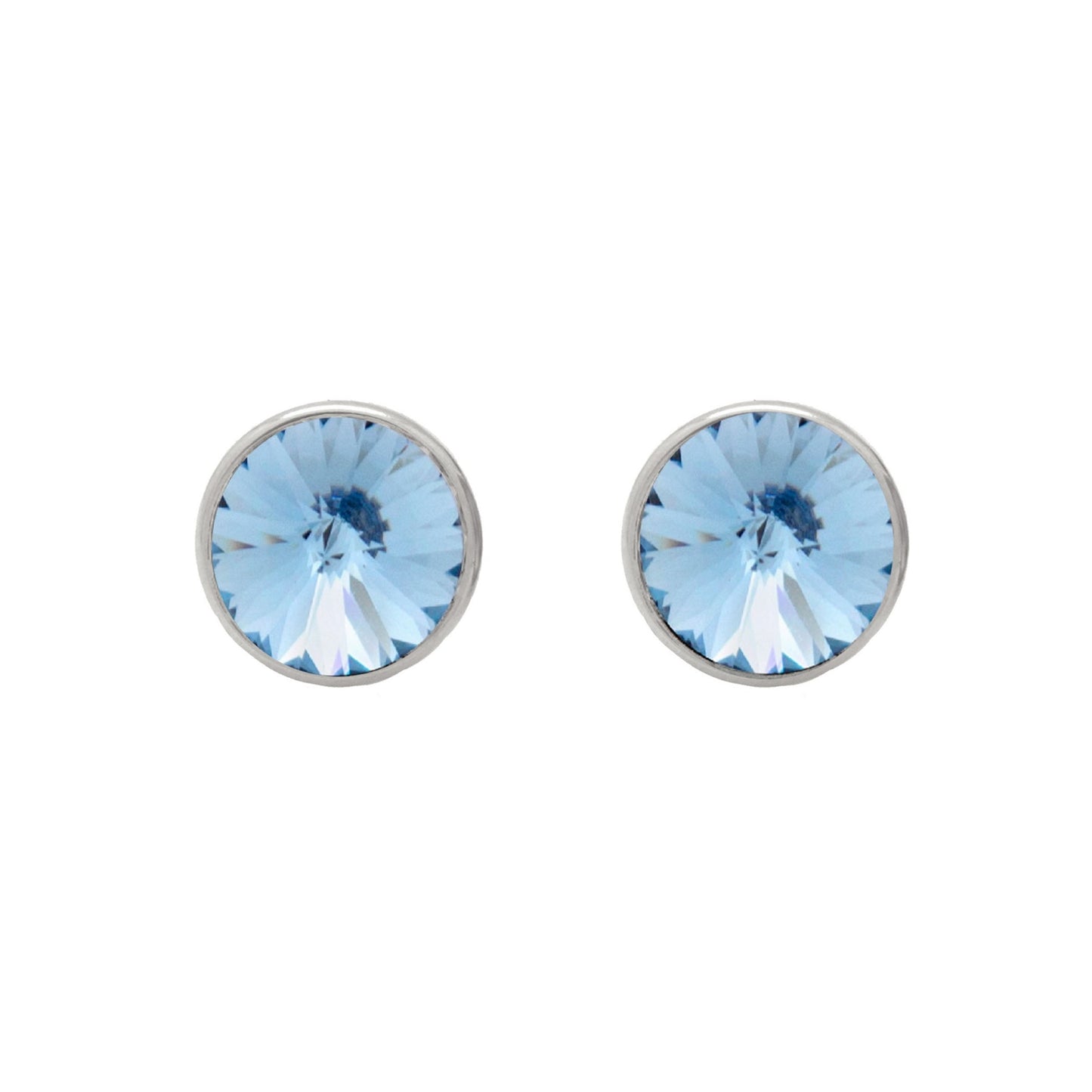 Pendientes botón Basic 11,5mm círculo cristal en Plata baño rodio