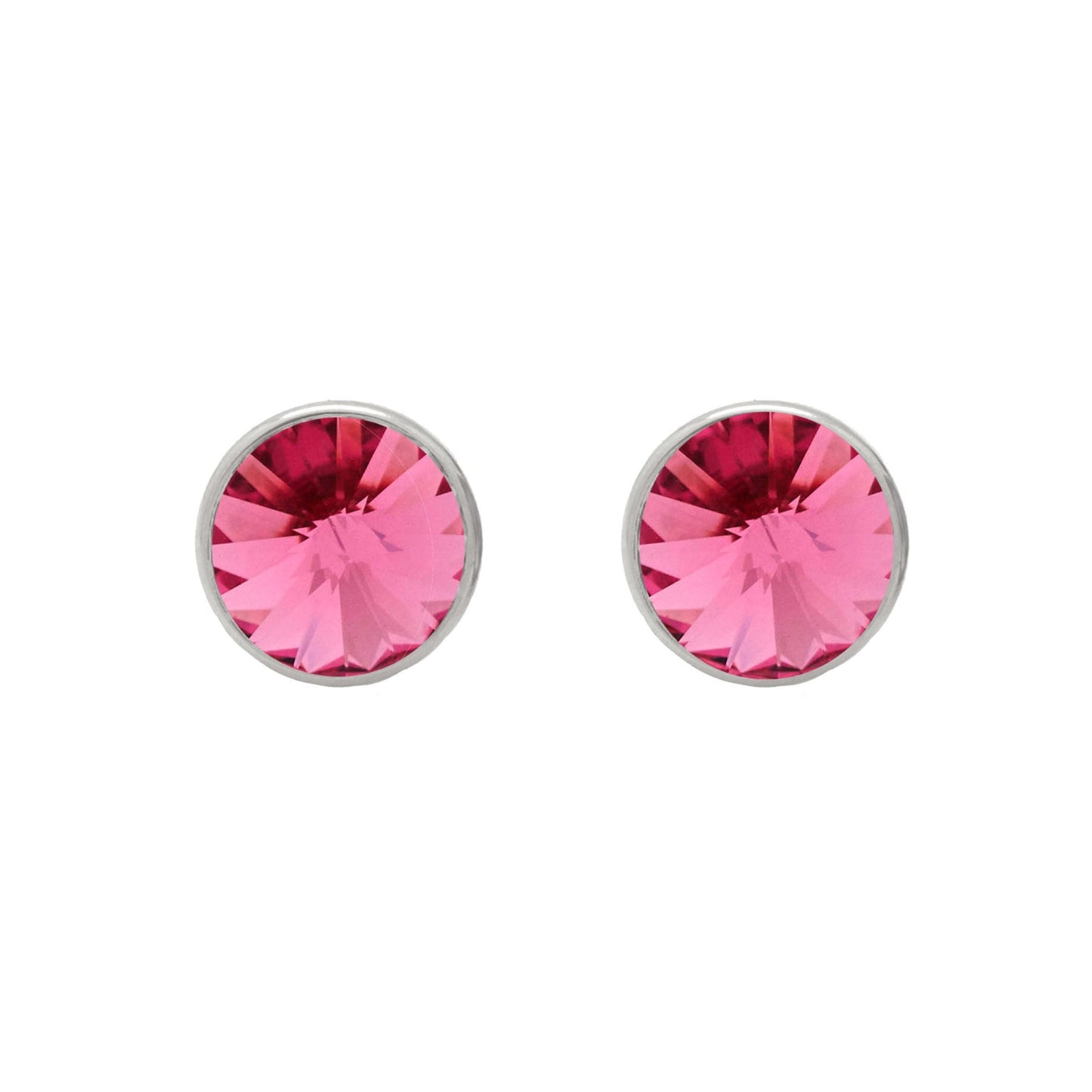 Pendientes botón Basic 11,5mm círculo cristal en Plata baño rodio