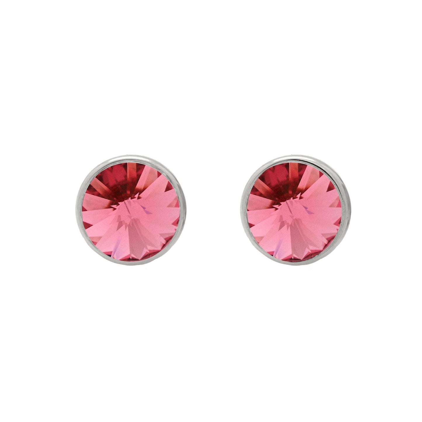 Pendientes botón Basic 11,5mm círculo cristal en Plata baño rodio