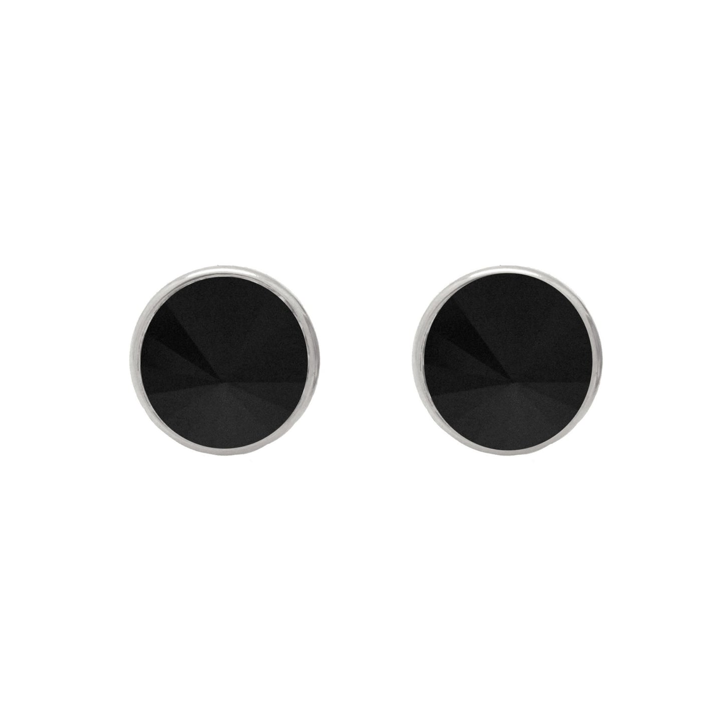 Pendientes botón Basic 11,5mm círculo cristal en Plata baño rodio