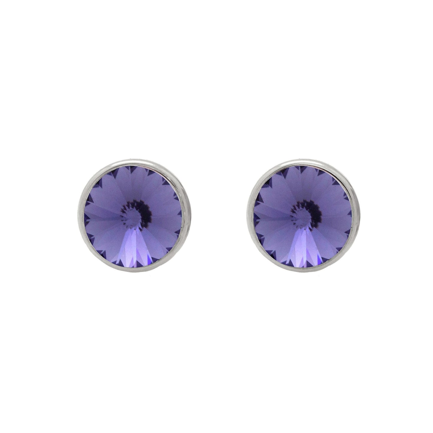 Pendientes botón Basic 11,5mm círculo cristal en Plata baño rodio