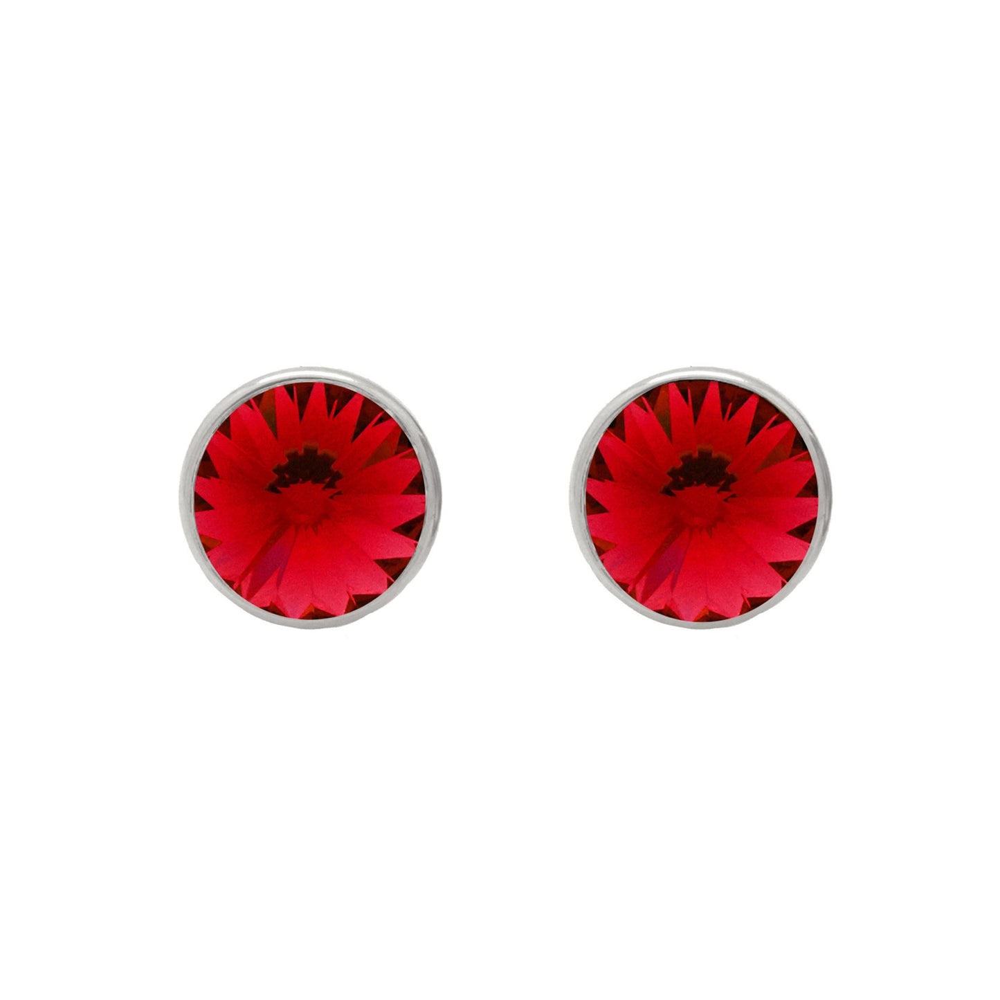 Pendientes botón Basic 11,5mm círculo cristal en Plata baño rodio