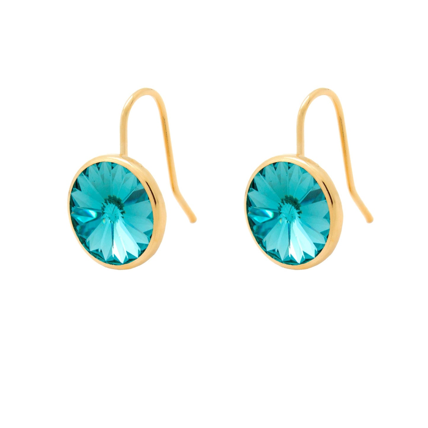Pendientes cortos Basic Pendientes gancho cortos 11,5mm círculo cristal en Plata baño Oro