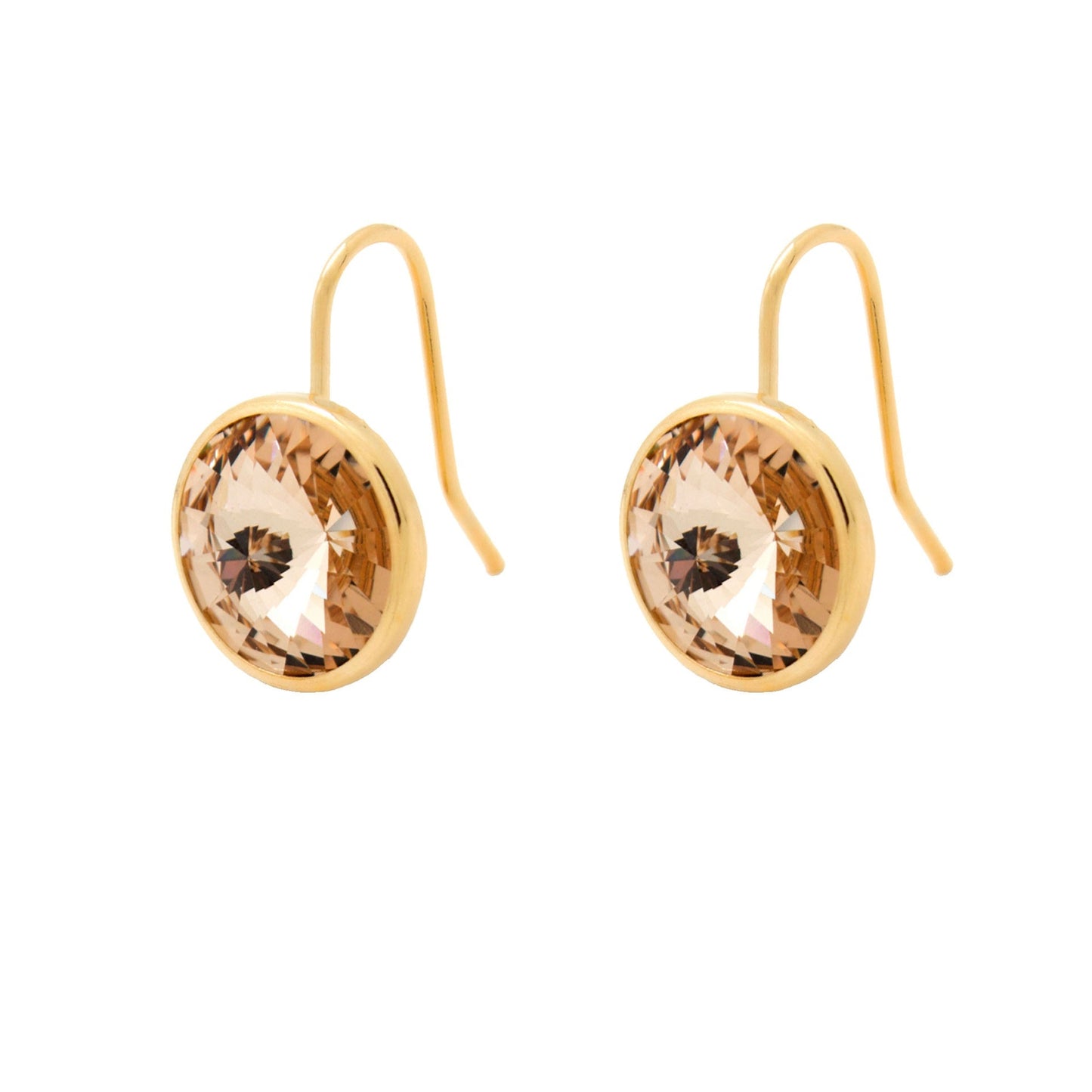 Pendientes cortos Basic Pendientes gancho cortos 11,5mm círculo cristal en Plata baño Oro