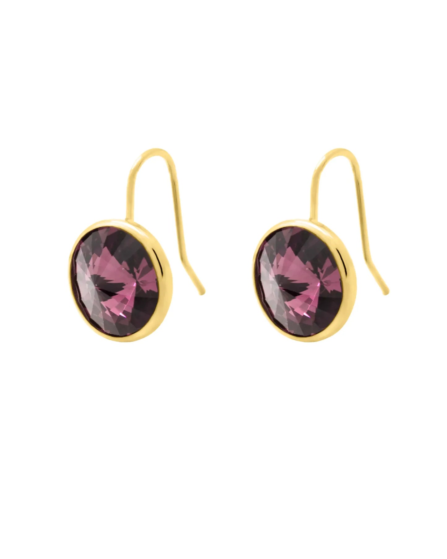 Pendientes cortos Basic Pendientes gancho cortos 11,5mm círculo cristal en Plata baño Oro