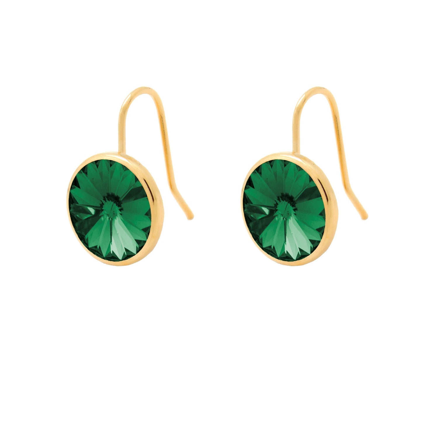 Pendientes cortos Basic Pendientes gancho cortos 11,5mm círculo cristal en Plata baño Oro