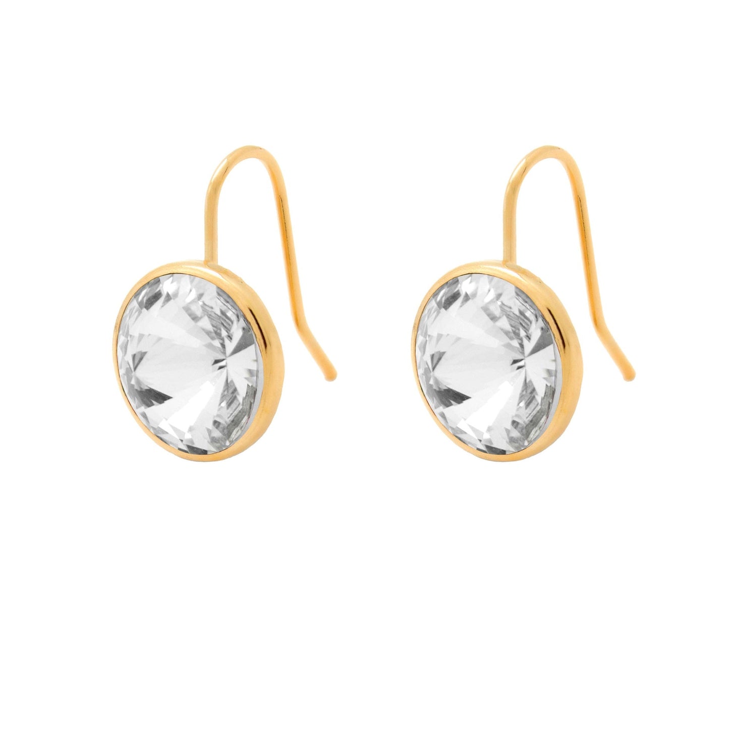 Pendientes cortos Basic Pendientes gancho cortos 11,5mm círculo cristal en Plata baño Oro