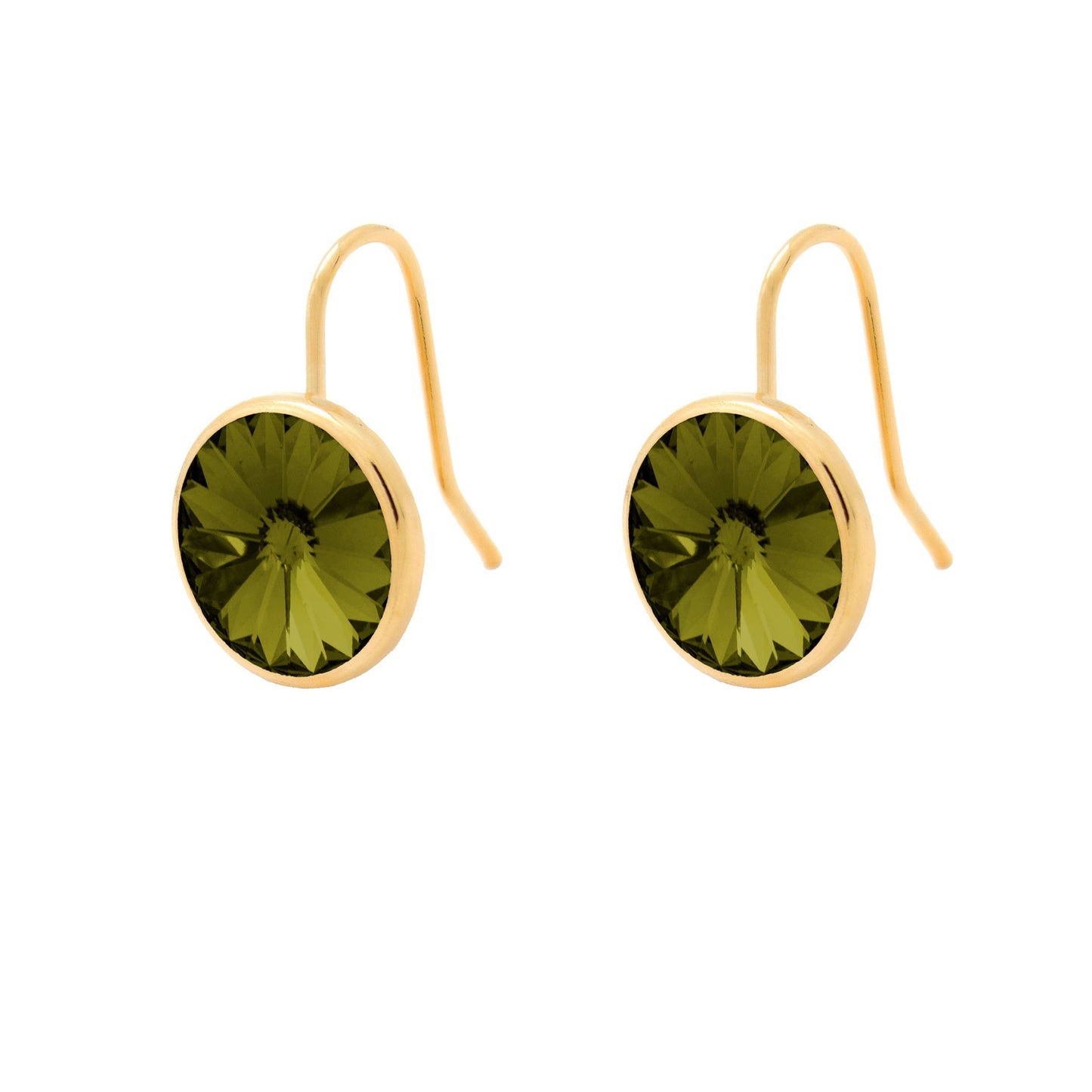 Pendientes cortos Basic Pendientes gancho cortos 11,5mm círculo cristal en Plata baño Oro