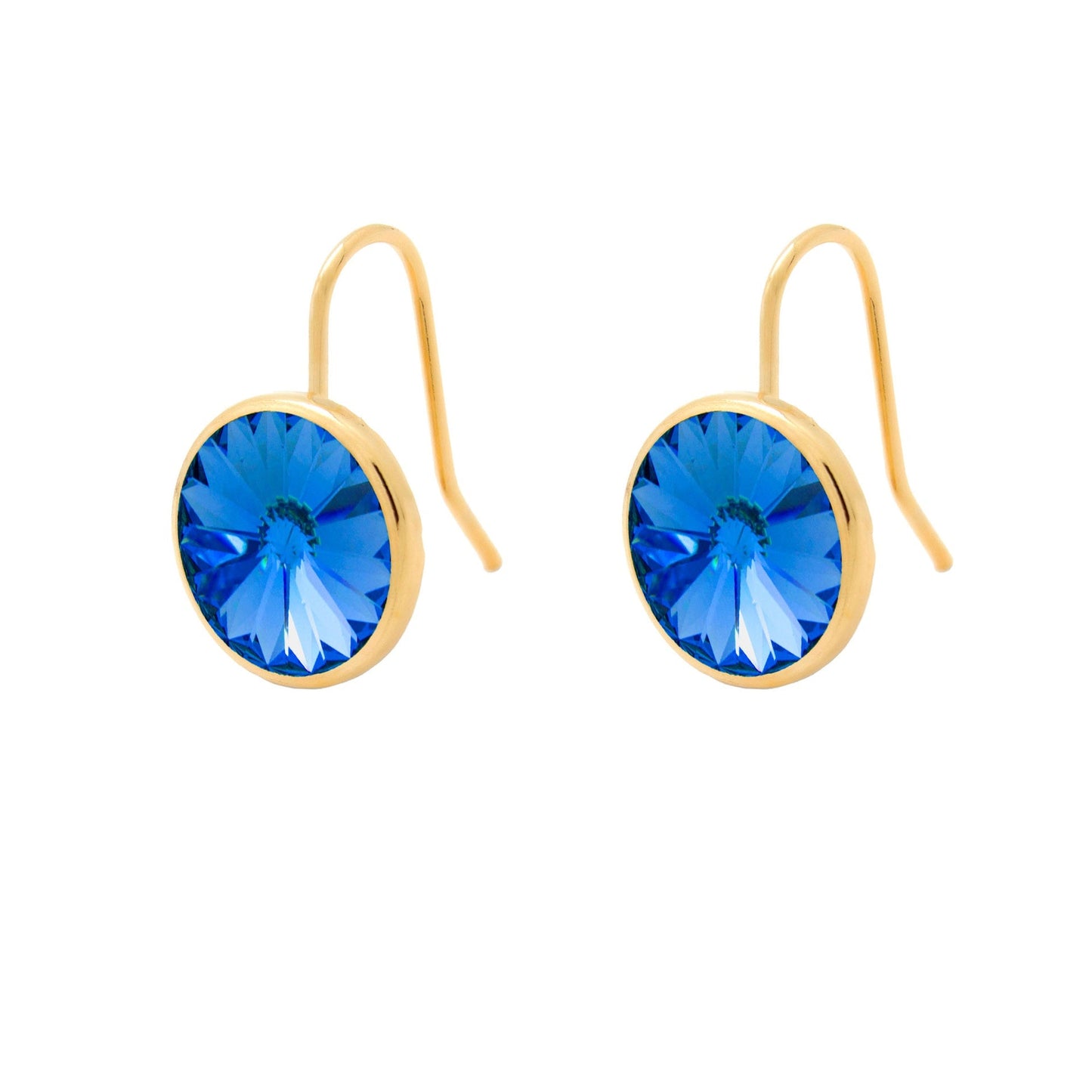 Pendientes cortos Basic Pendientes gancho cortos 11,5mm círculo cristal en Plata baño Oro
