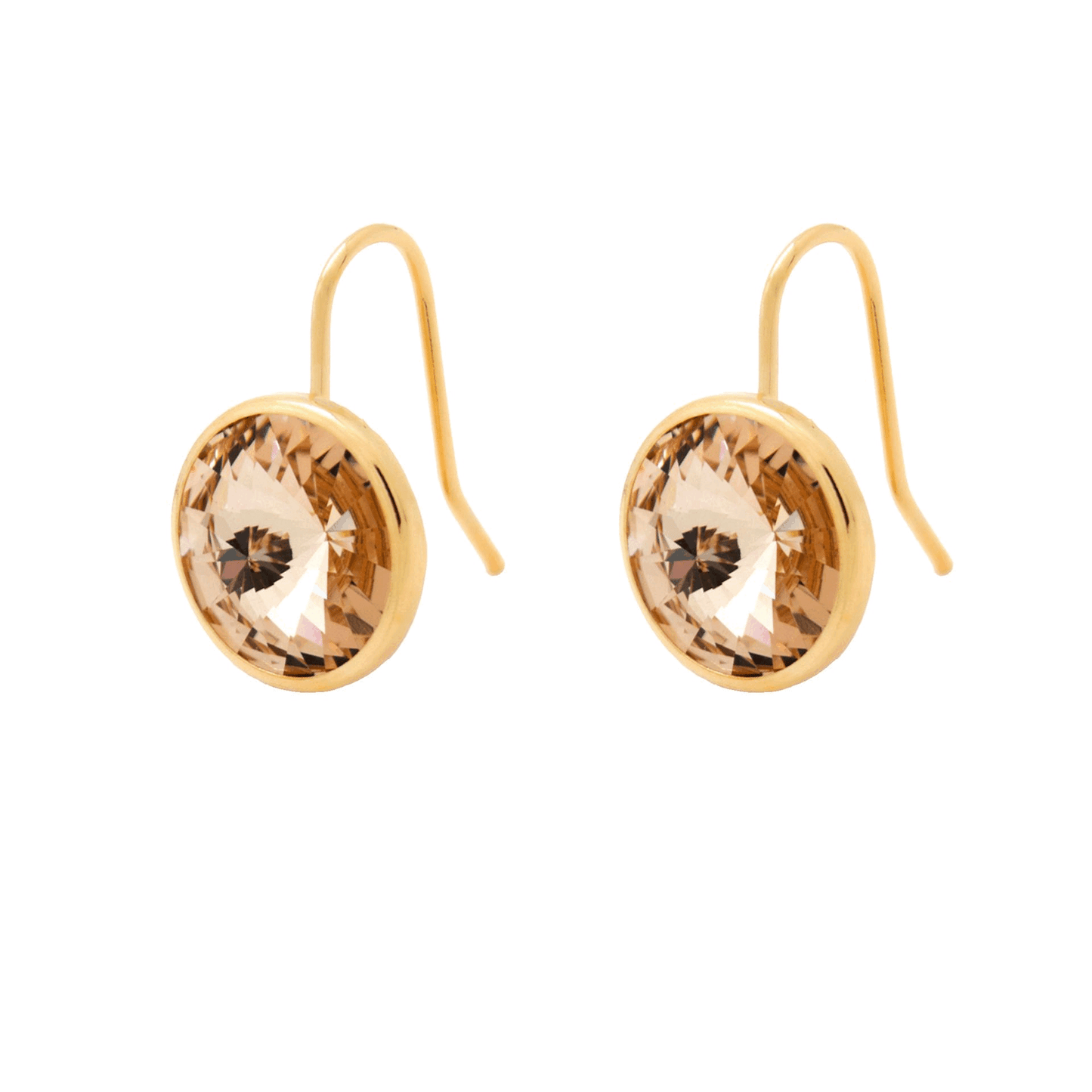 Pendientes cortos Basic Pendientes gancho cortos 11,5mm círculo cristal en Plata baño Oro
