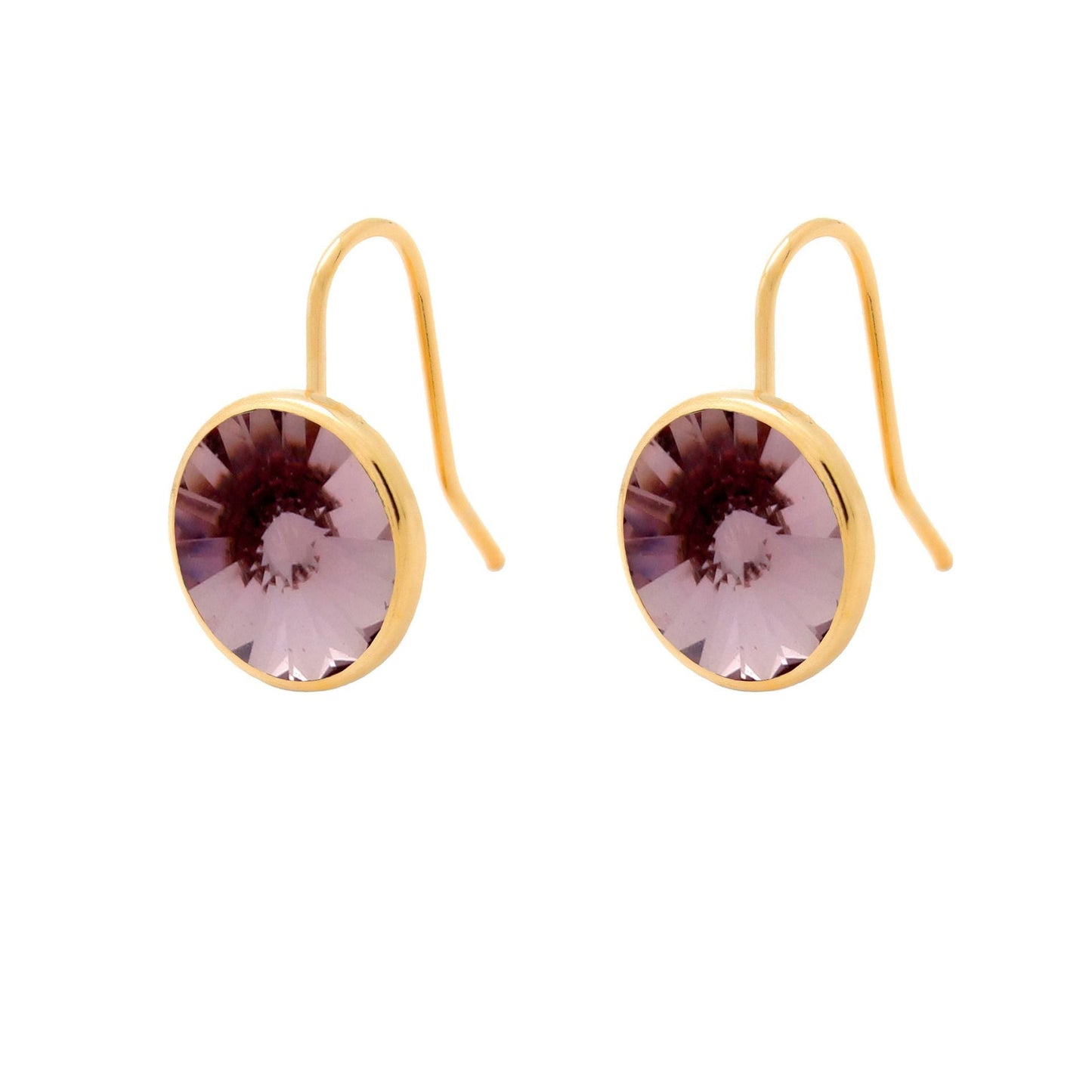 Pendientes cortos Basic Pendientes gancho cortos 11,5mm círculo cristal en Plata baño Oro