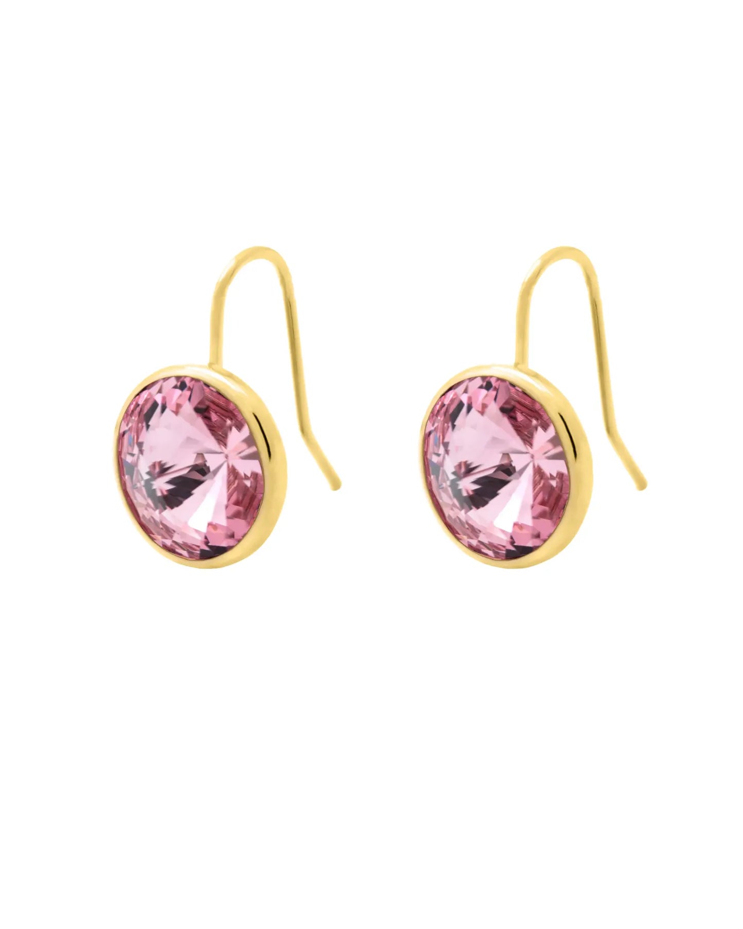 Pendientes cortos Basic Pendientes gancho cortos 11,5mm círculo cristal en Plata baño Oro