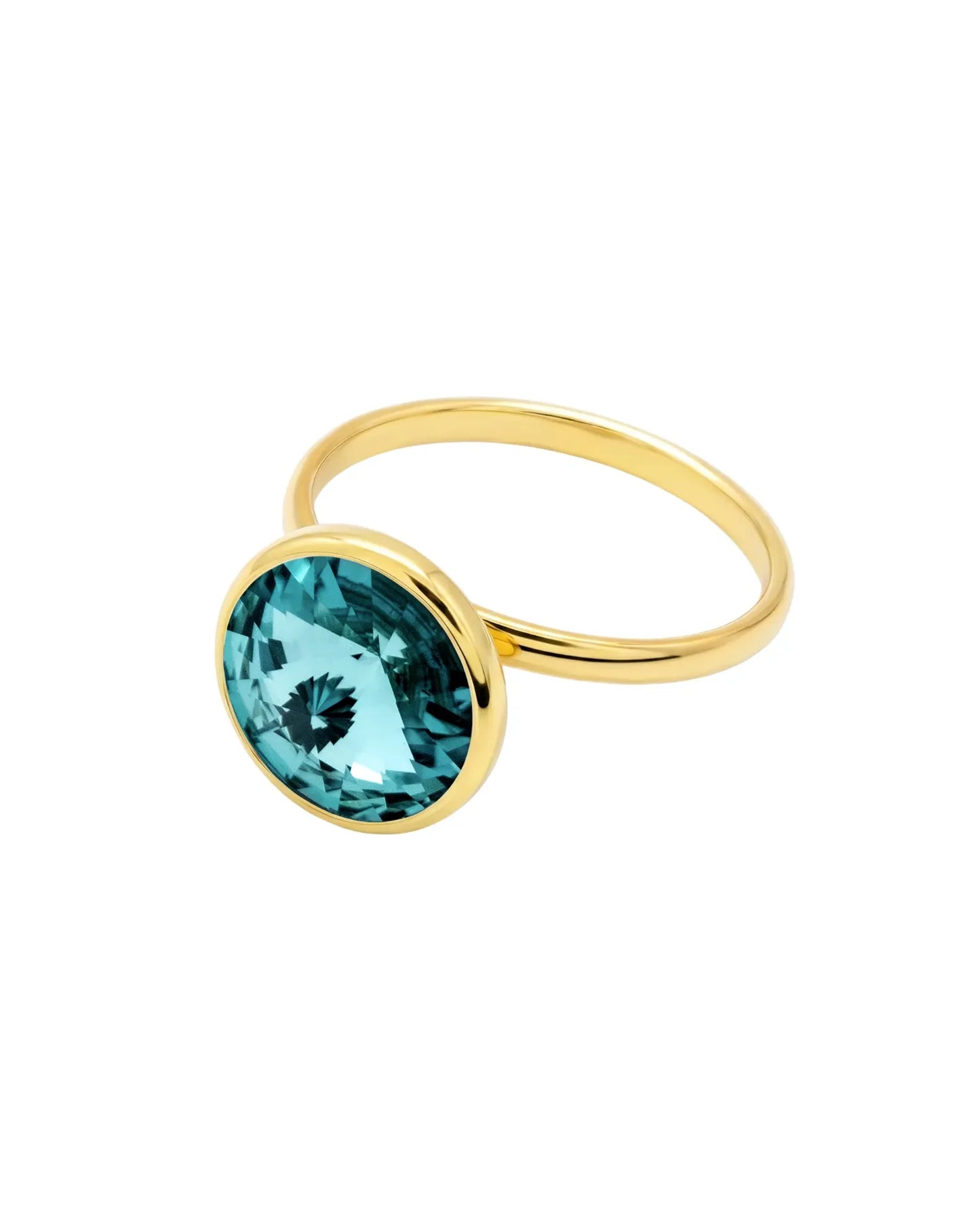 Anillo ajustable Basic 11,5mm círculo cristal en Plata baño Oro