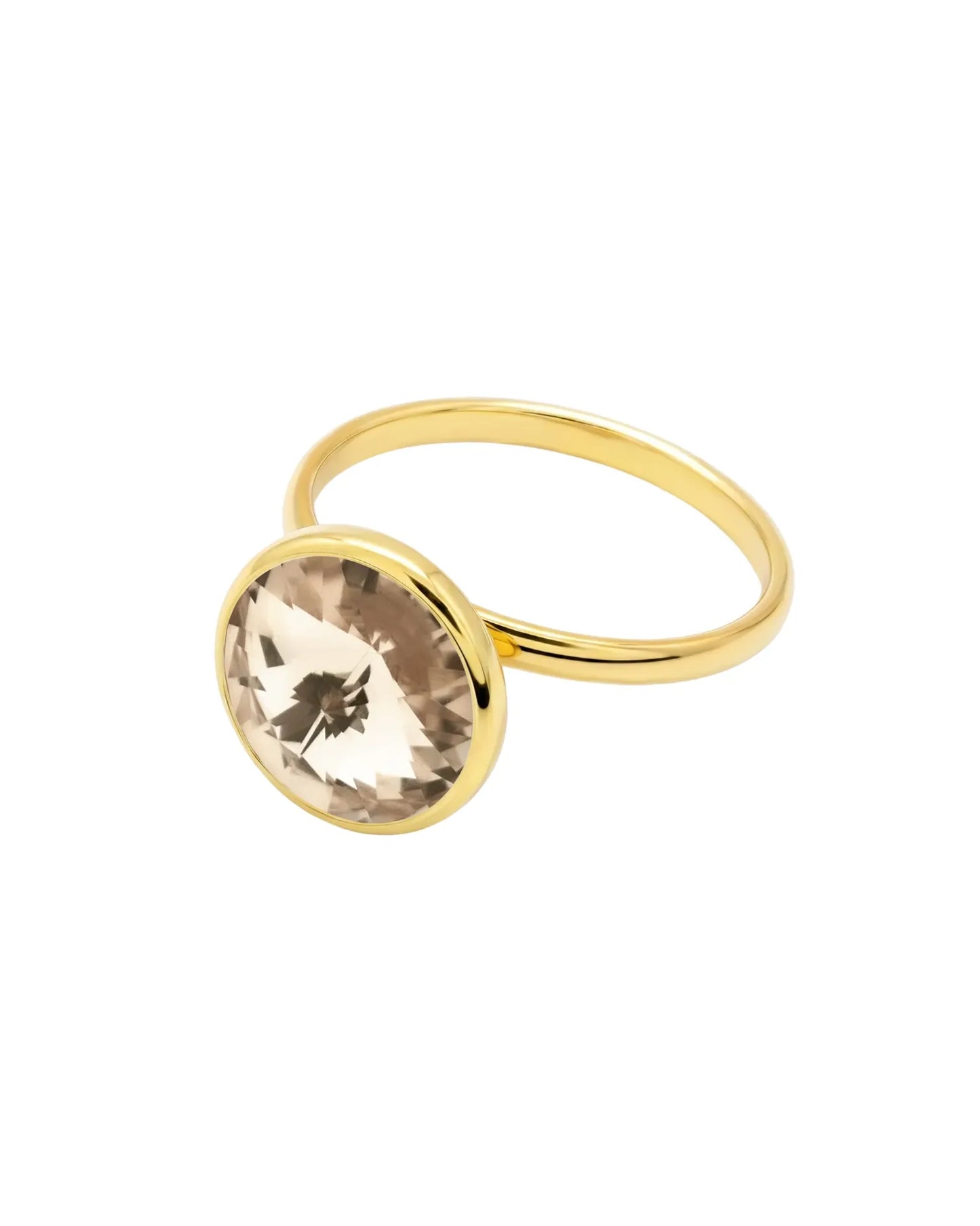 Anillo ajustable Basic 11,5mm círculo cristal en Plata baño Oro