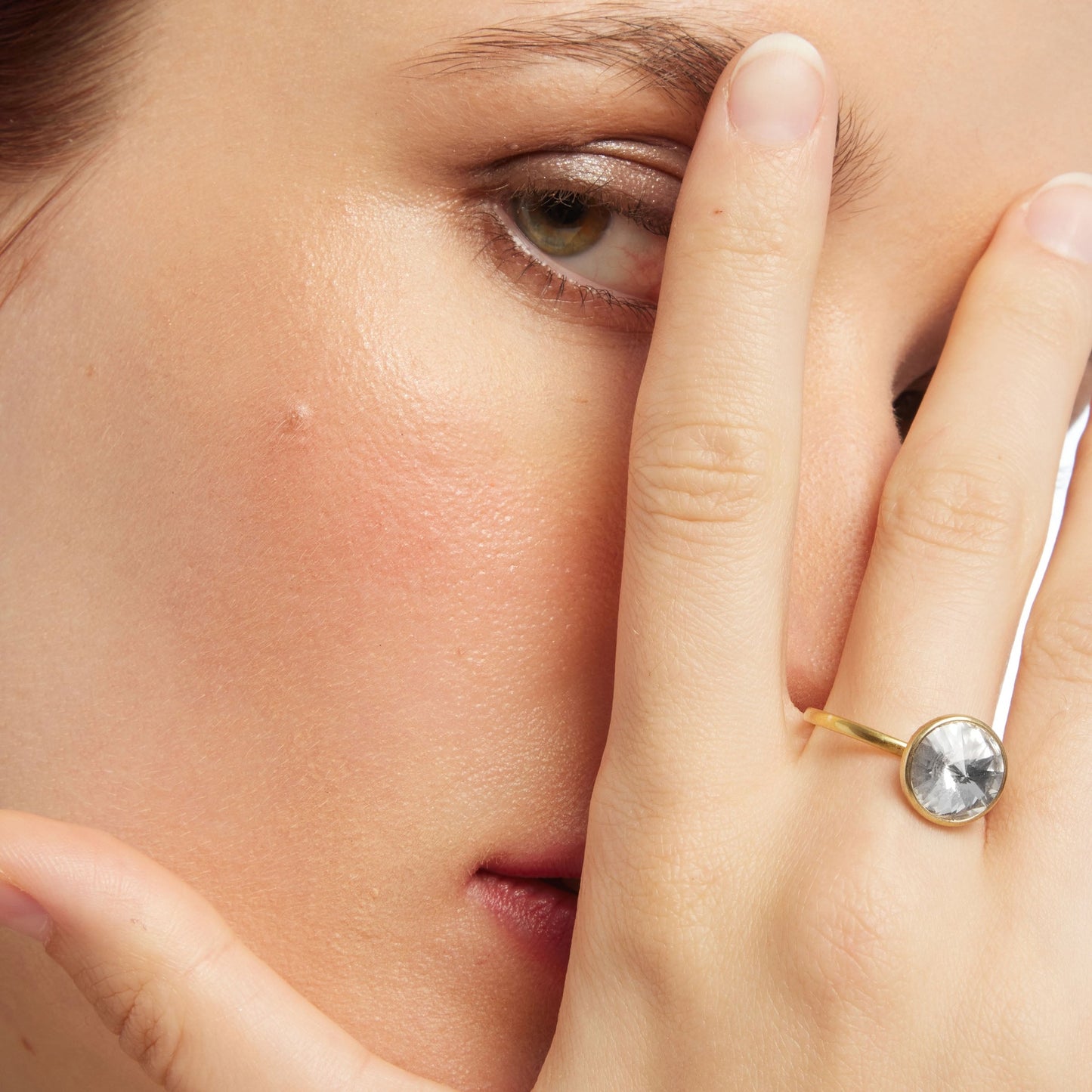 Anillo ajustable Basic 11,5mm círculo cristal en Plata baño Oro