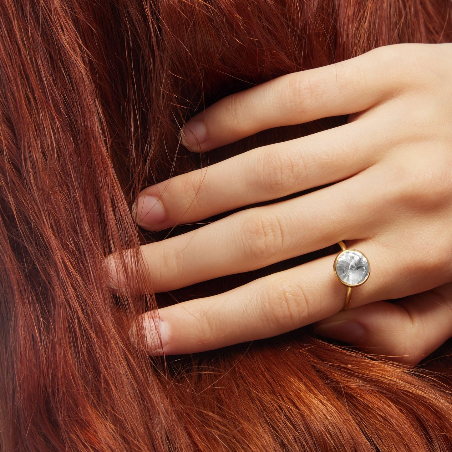 Anillo ajustable Basic 11,5mm círculo cristal en Plata baño Oro