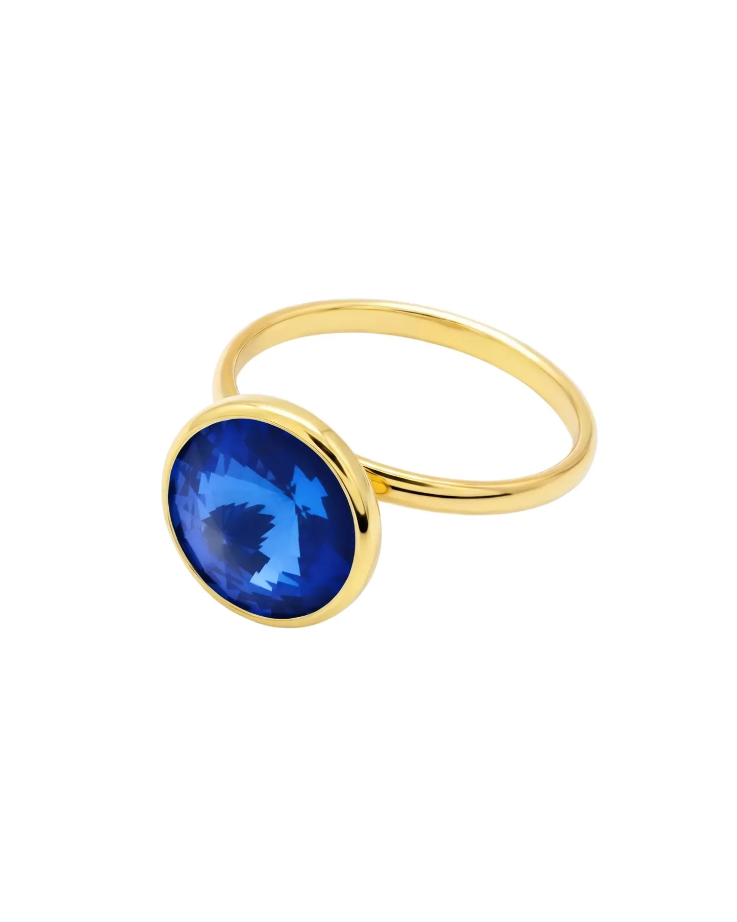 Anillo ajustable Basic 11,5mm círculo cristal en Plata baño Oro